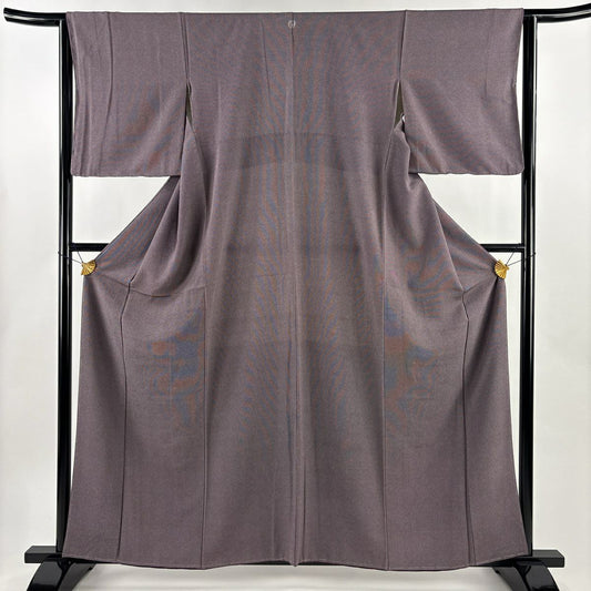 【美品】 江戶小紋 身長160.5cm 袖長63cm S 雙層 落款あり 幾何學圖案 紫 純蠶絲 名品級 一つ紋
