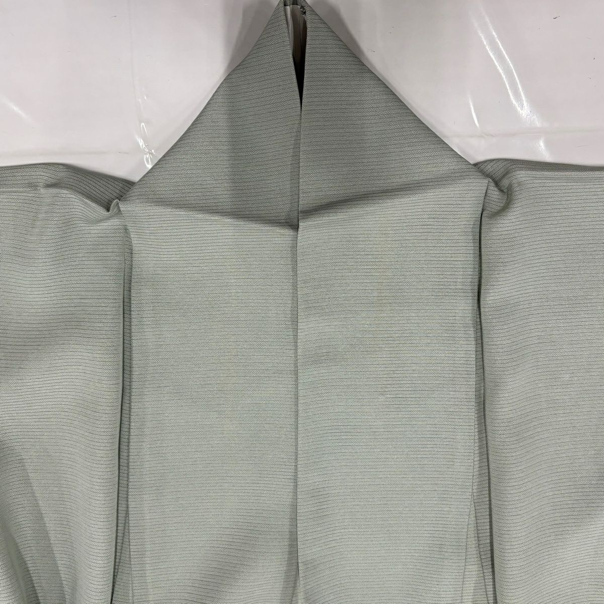 江戶小紋 身長152.5cm 袖長62cm S 薄物 絽 落款あり 鮫 灰綠 純蠶絲 名品級 一つ紋