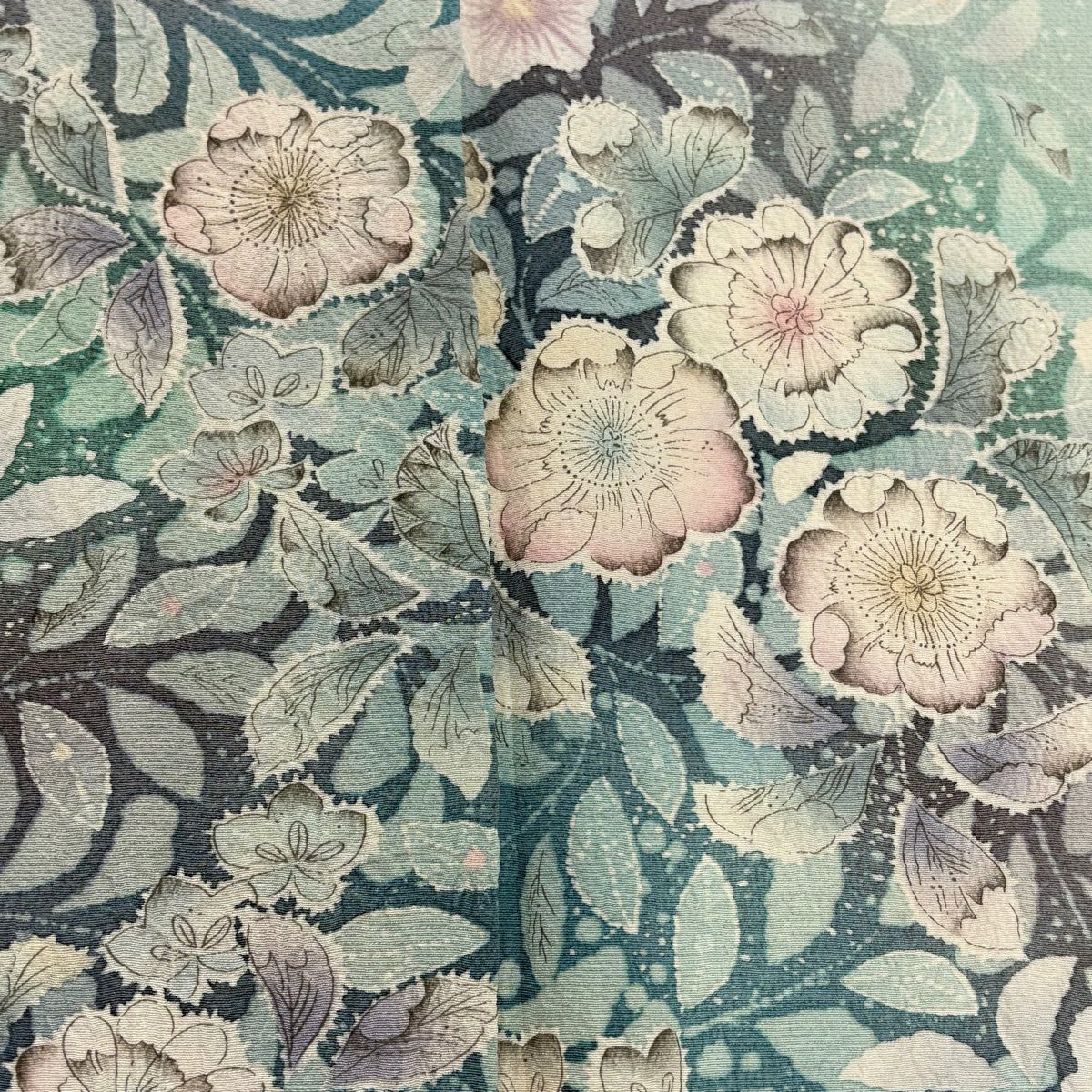 訪問服 身長157cm 袖長66.5cm M 雙層 辻花染 漸層 水藍 純蠶絲 名品級