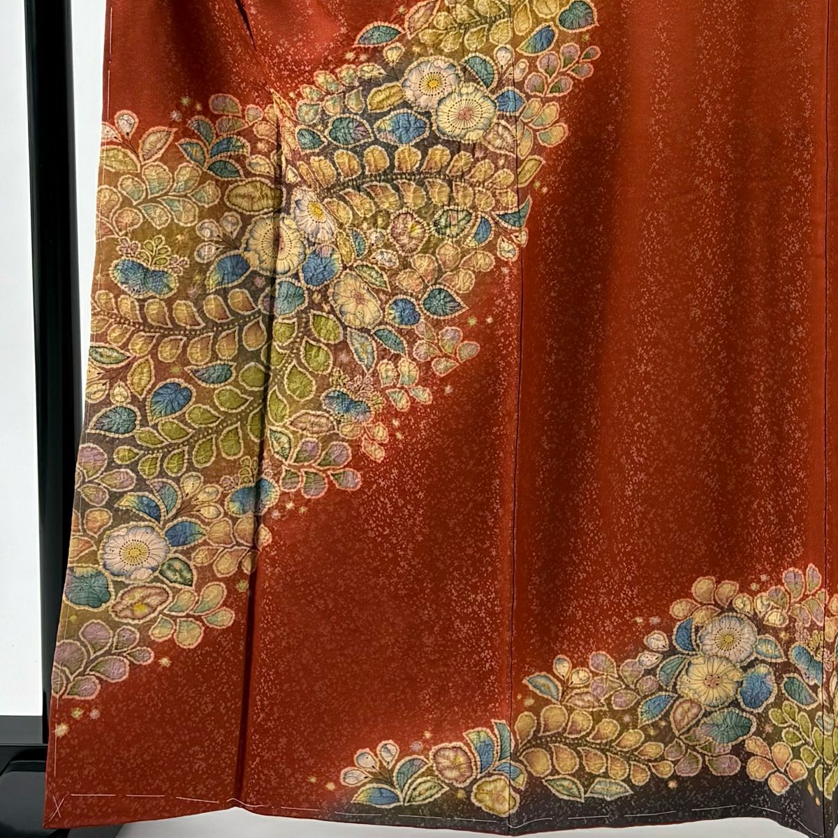【美品】訪問服 身長163.5cm 袖長66.5cm M 雙層 翠山工房 落款あり 辻花染 銀通し 漸層 朱 純蠶絲 名品級