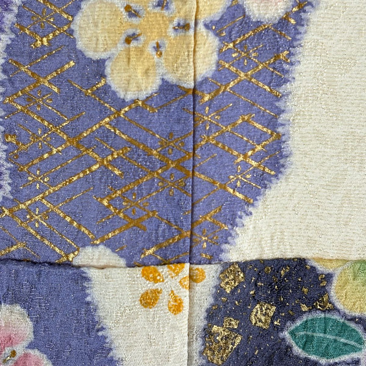 振袖禮服 身長160.5cm 袖長66.5cm M 雙層 牡丹 菊花 絞染 銀通 純蠶絲 逸品級