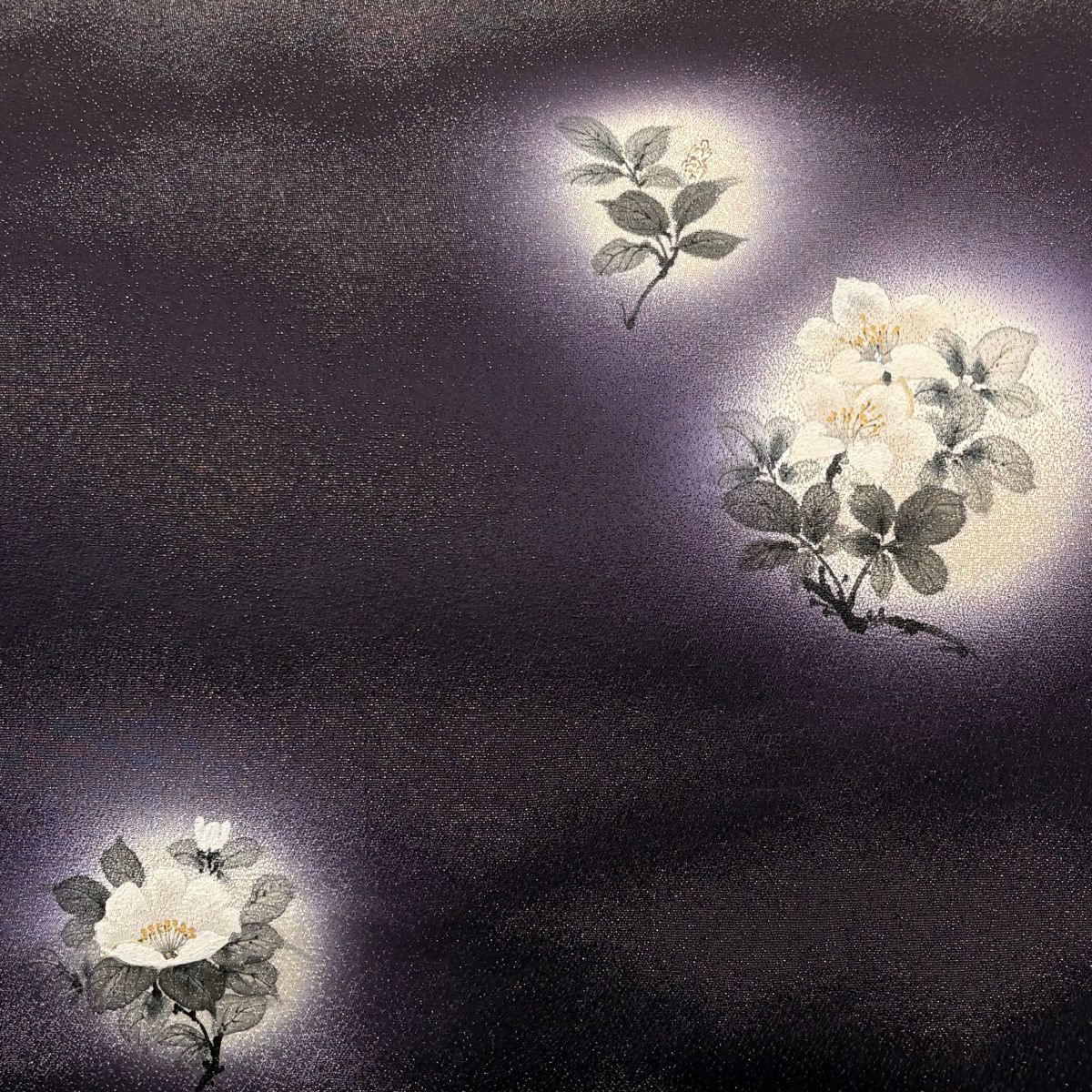 【美品】名古屋帶 逸品級 草花紋 金銀彩 漸層 深紫 純蠶絲
