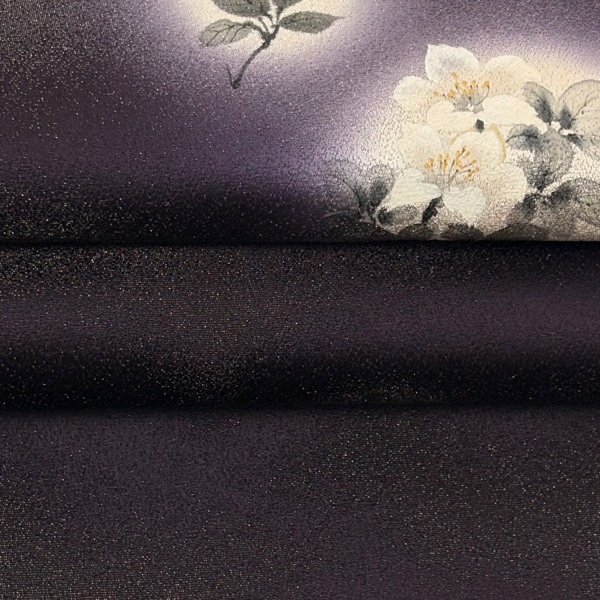 【美品】名古屋帶 逸品級 草花紋 金銀彩 漸層 深紫 純蠶絲