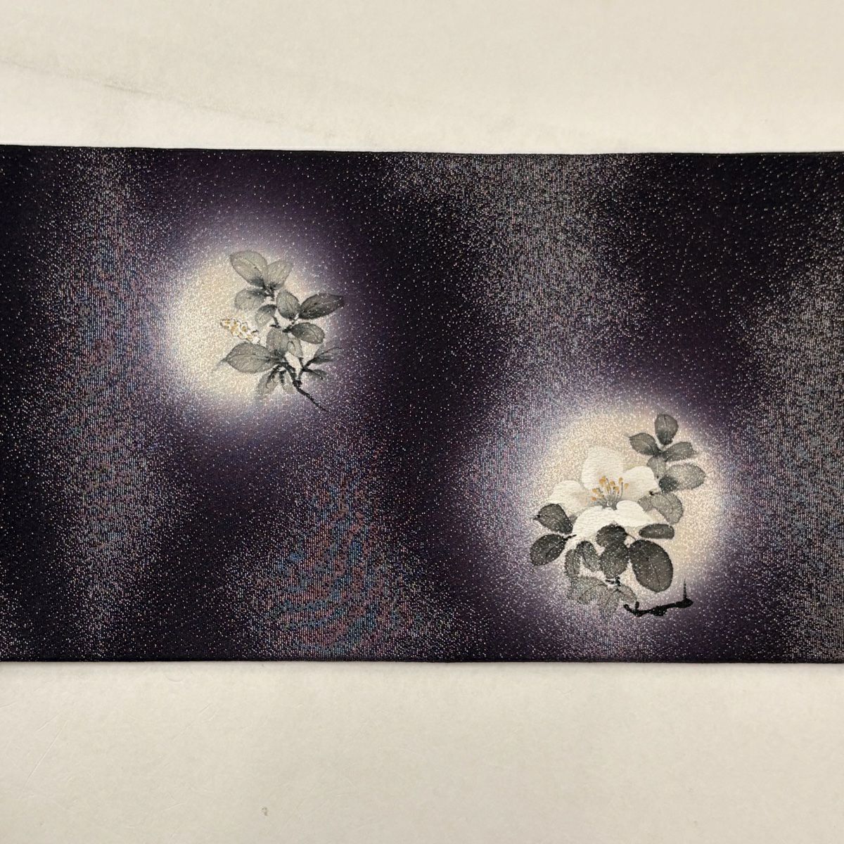 【美品】名古屋帶 逸品級 草花紋 金銀彩 漸層 深紫 純蠶絲
