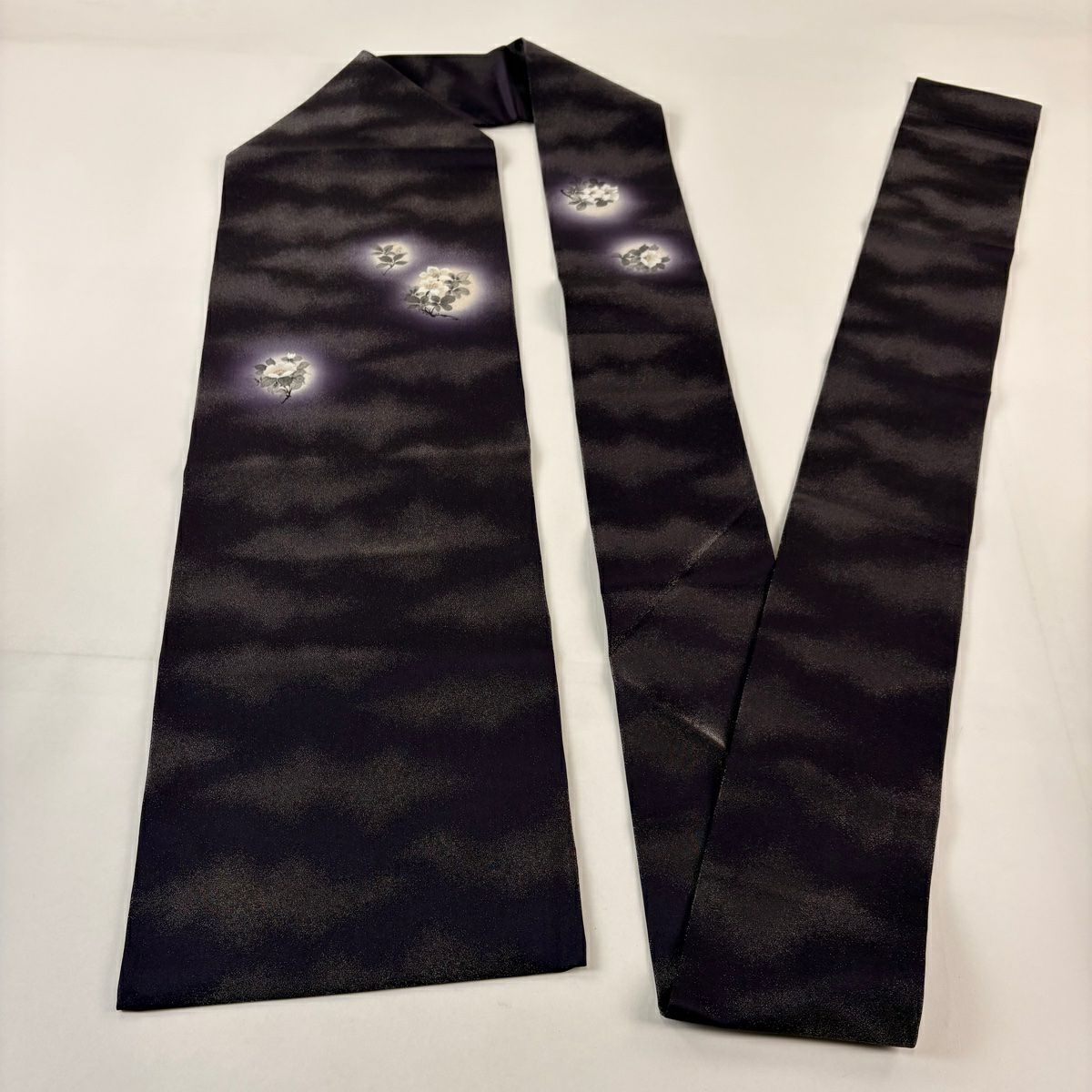 【美品】名古屋帶 逸品級 草花紋 金銀彩 漸層 深紫 純蠶絲