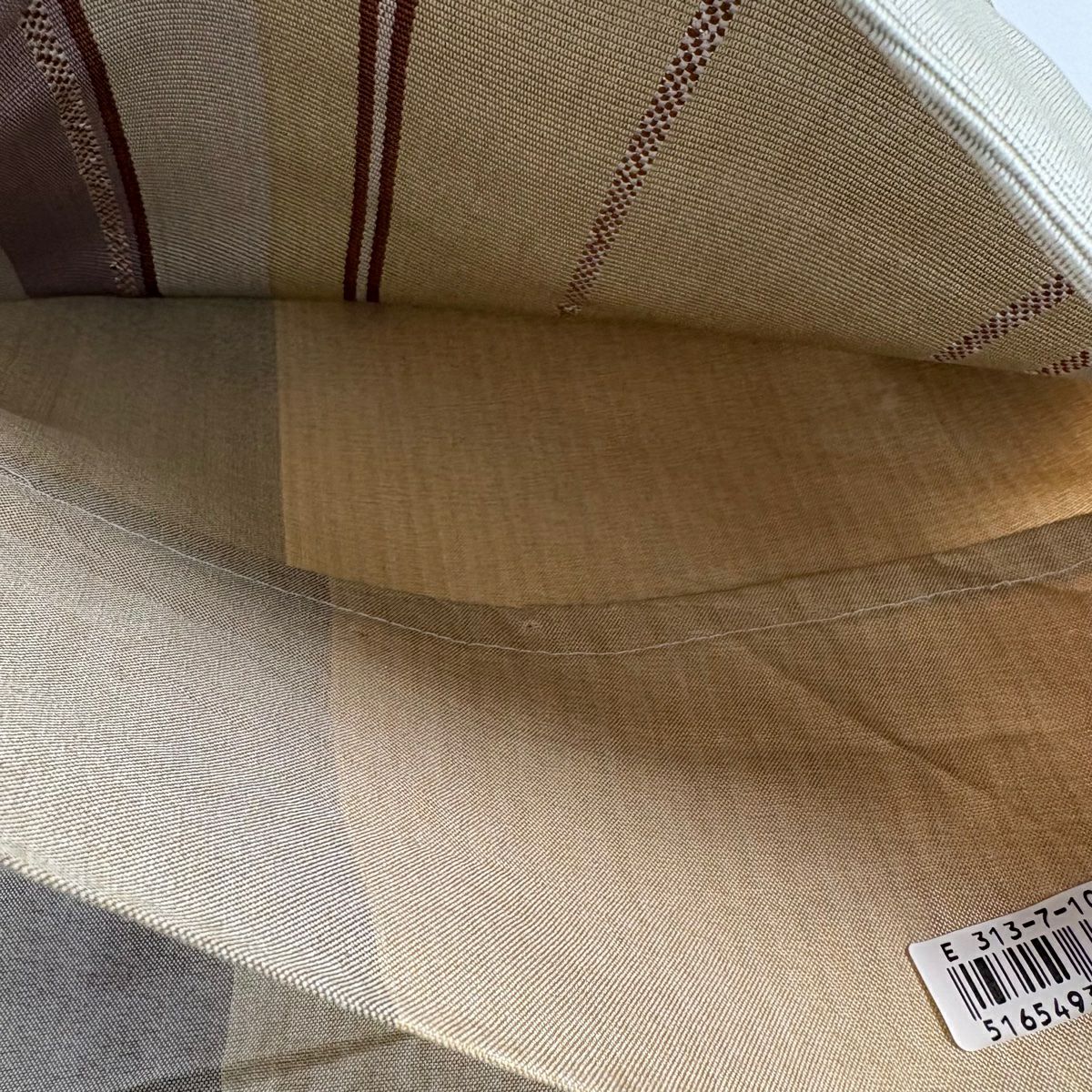 【美品】 袋帶 秀品級 縞 金絲 灰茶 お太鼓圖案 純蠶絲