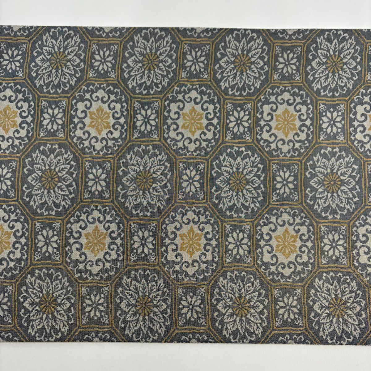 【美品】 袋帶 秀品級 蜀江文 花 金絲 灰色 六通 純蠶絲