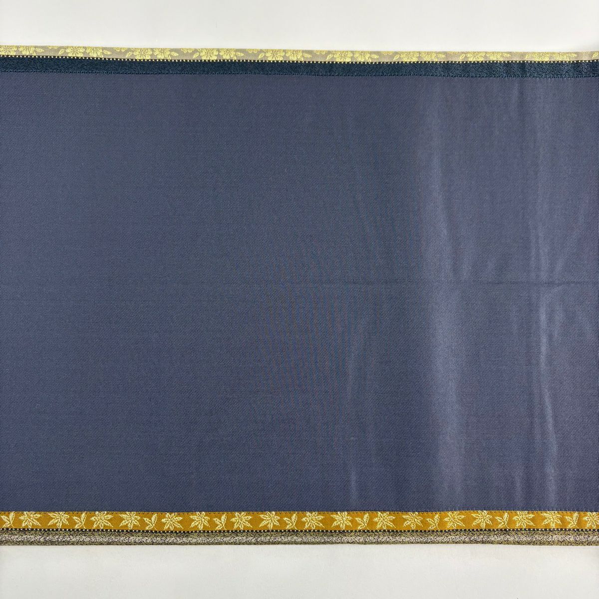 【美品】 袋帶 秀品級 梅花 縞 金絲 灰綠 全通 純蠶絲
