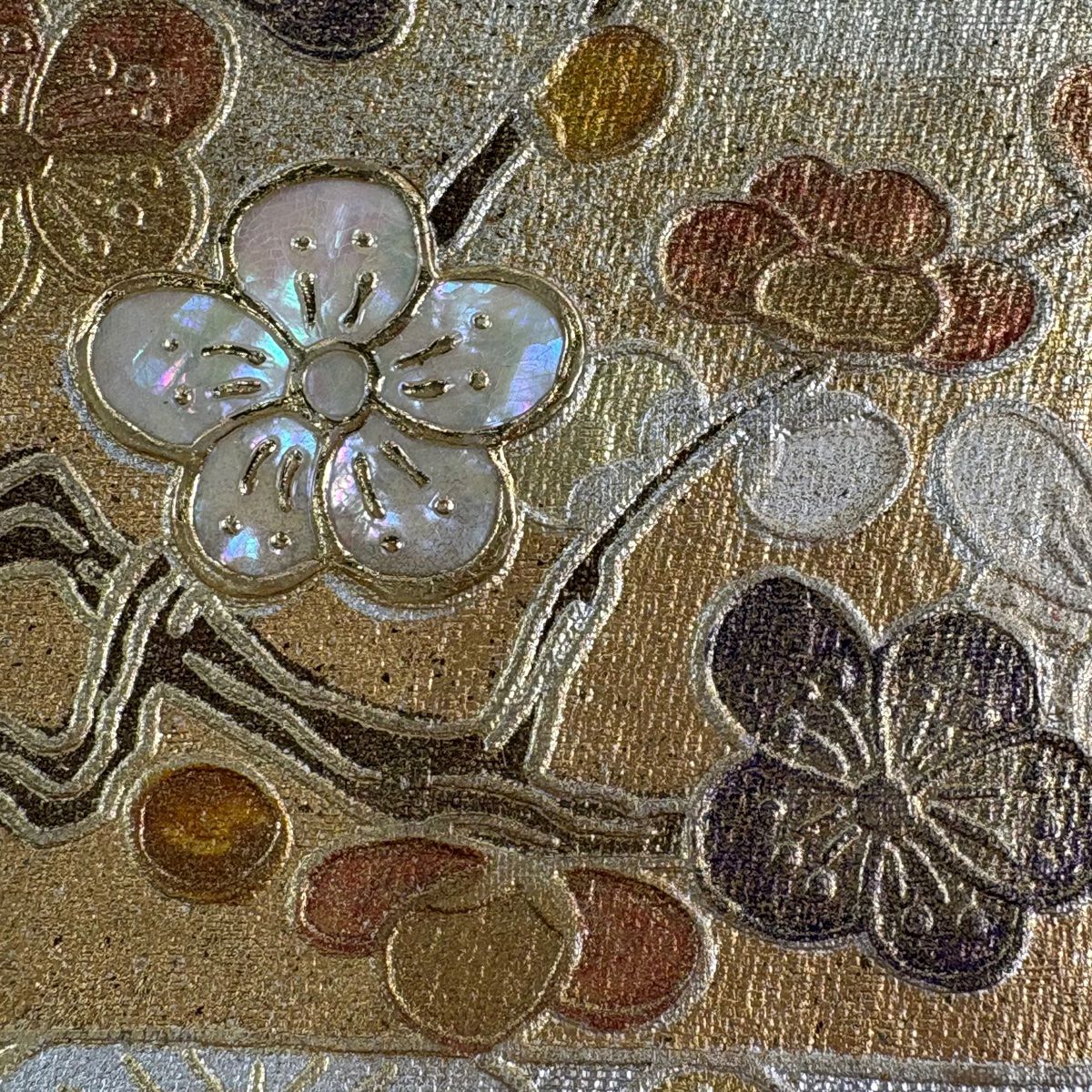 袋帶 秀品級 松樹 花鳥 金銀彩 銀絲 銀色 大鼓圖案 純蠶絲