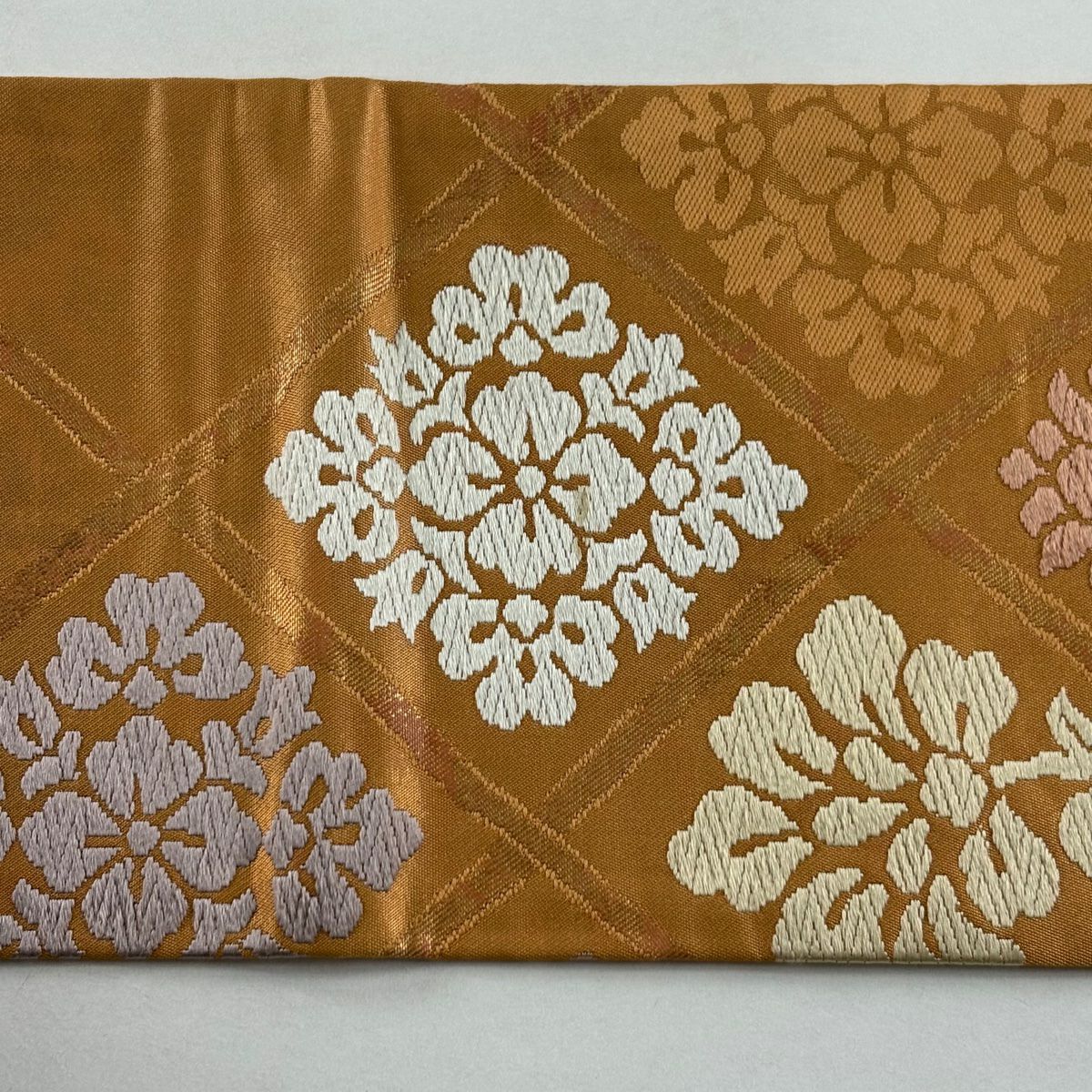 名古屋帶 秀品級 華紋 雞頭 金金箔 橙色 純蠶絲