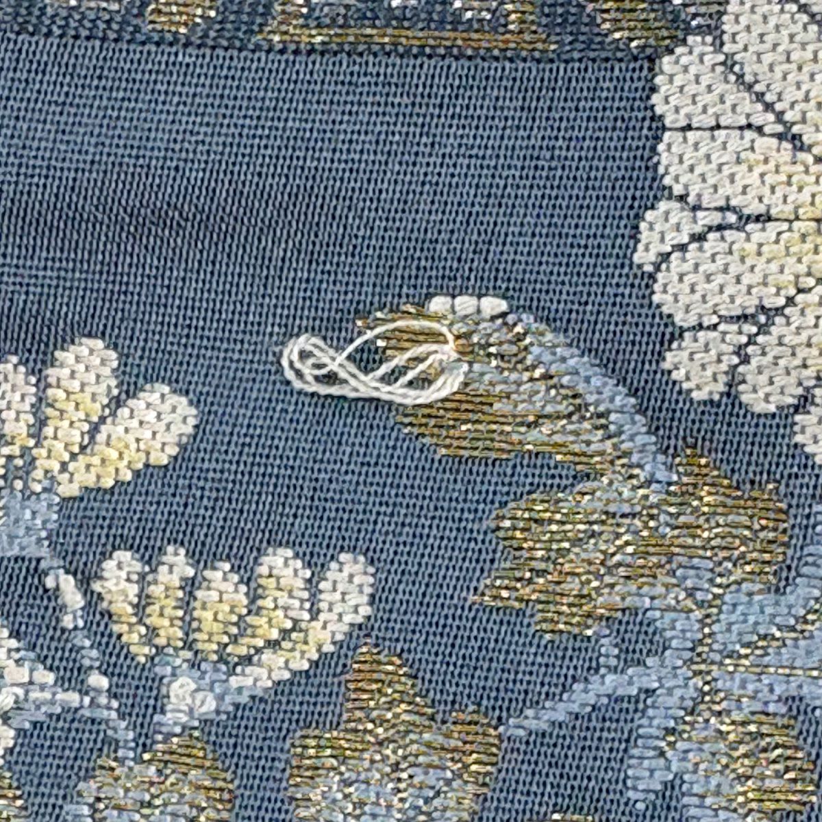 袋帶 秀品級 菊花 蜀江華紋 金銀彩 金金箔 深藍 六通 純蠶絲