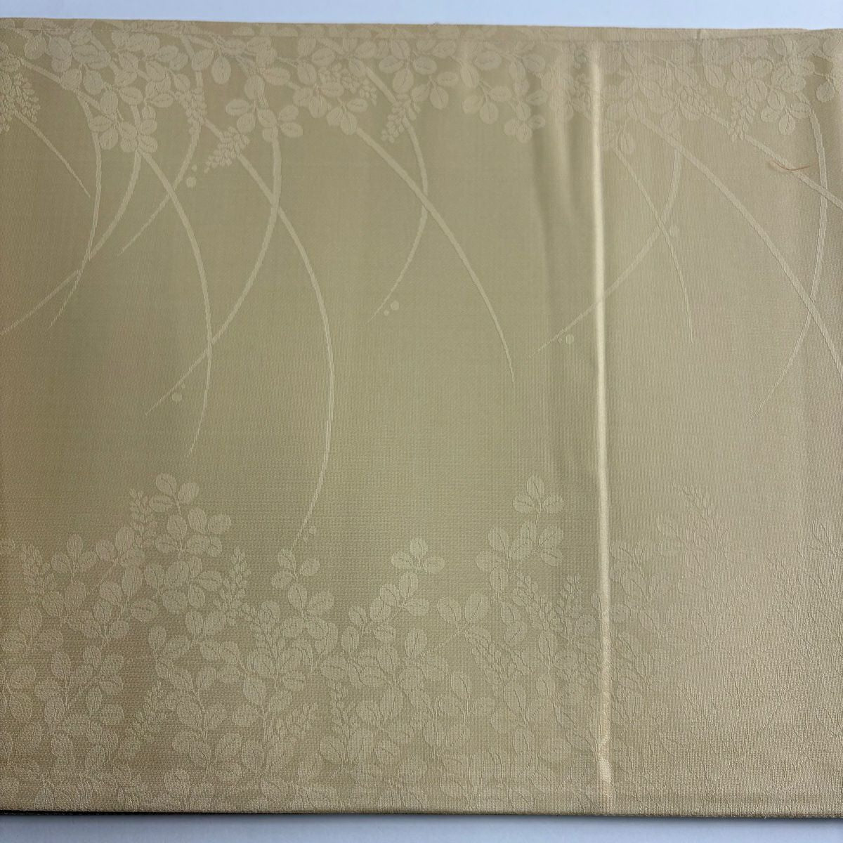 【美品】 袋帶 秀品級 華紋 花 金絲 金金箔 淺橙色 大鼓圖案 純蠶絲