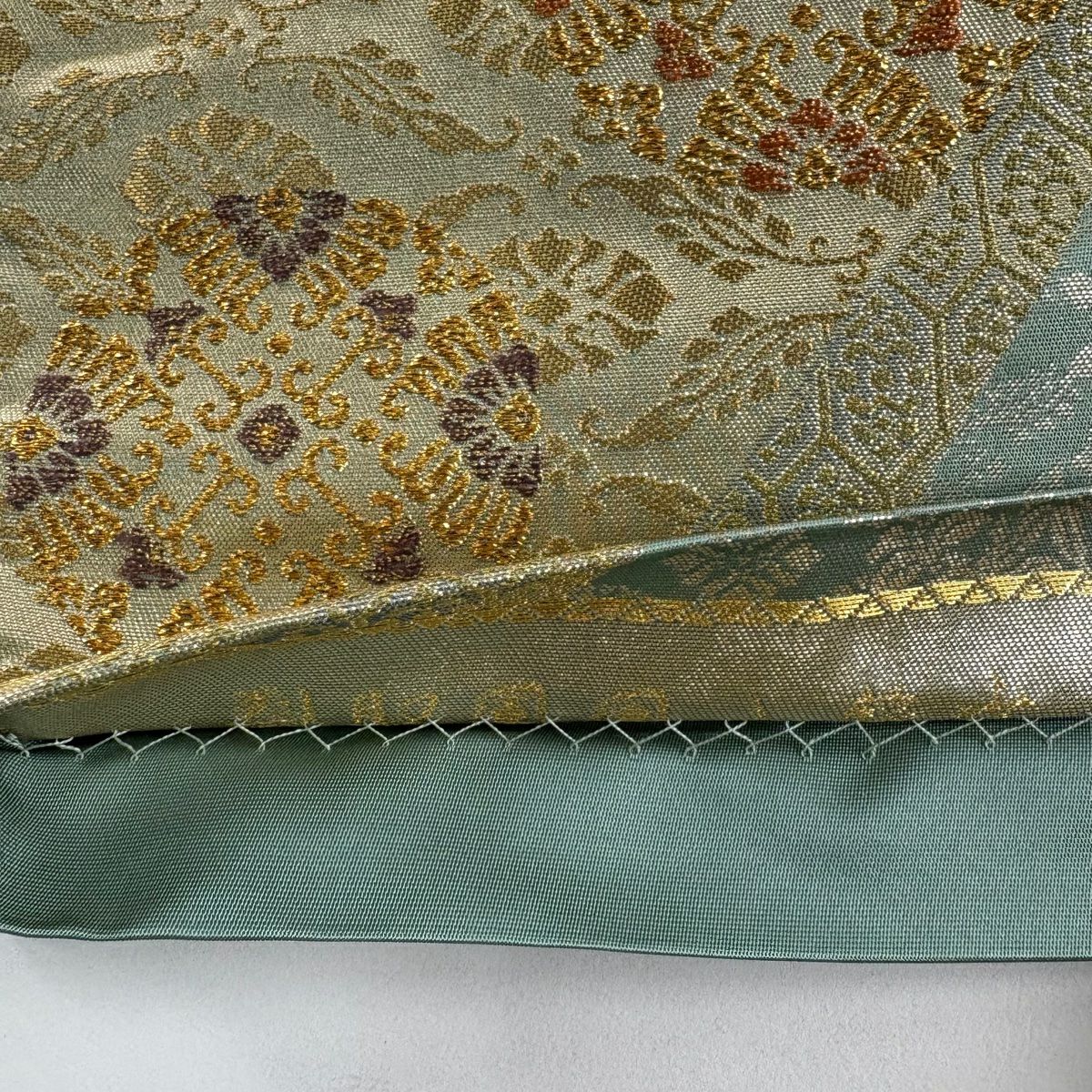袋帶 秀品級 浮線綾紋 花鳥 金金箔 金絲 金 六通 純蠶絲