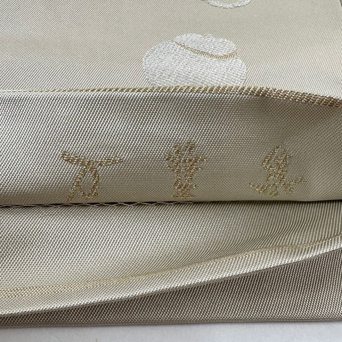 【美品】 袋帶 秀品級 本袋 器物 金金箔 米色 六通 純蠶絲