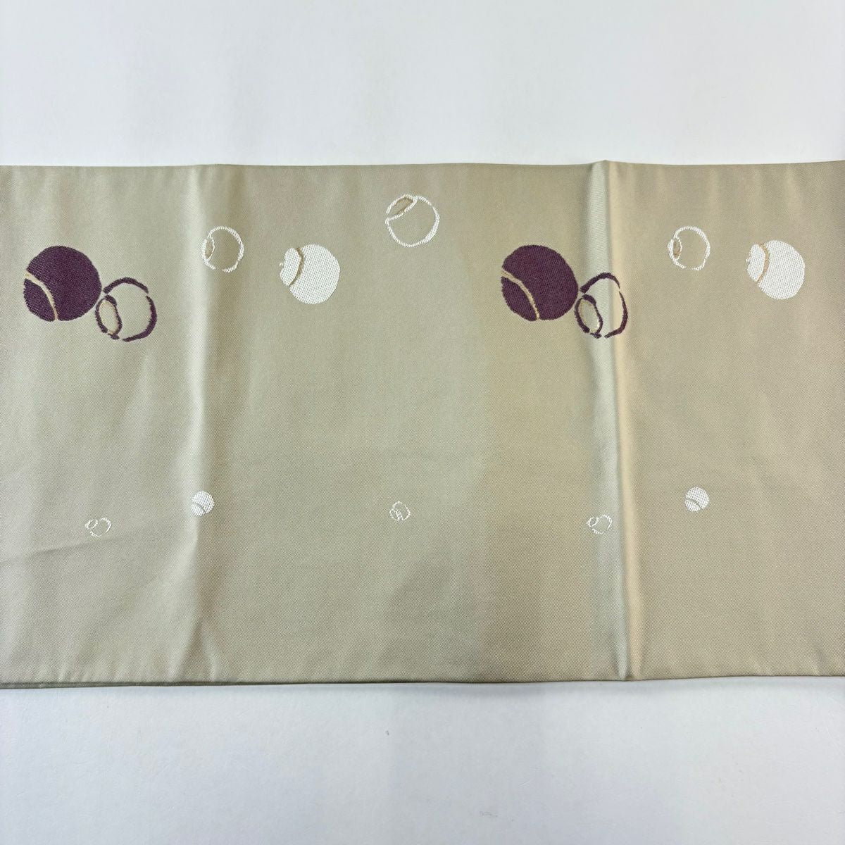 【美品】 袋帶 秀品級 本袋 器物 金金箔 米色 六通 純蠶絲