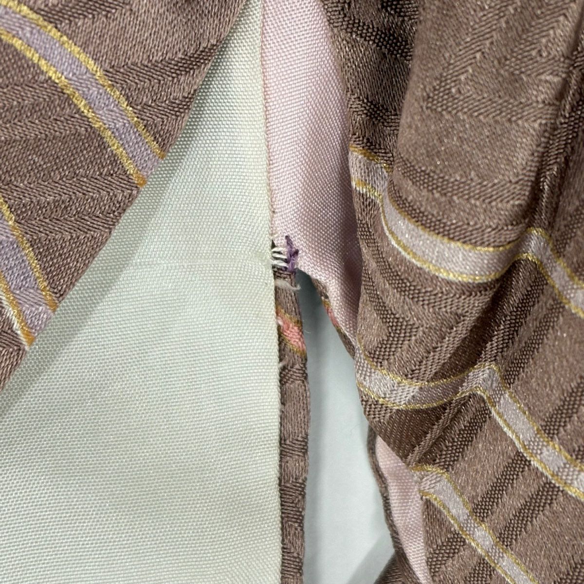 振袖禮服 身長160.5cm 袖長65cm M 雙層 松樹竹子梅花 菊花 金銀彩 粉米色 純蠶絲 名品級