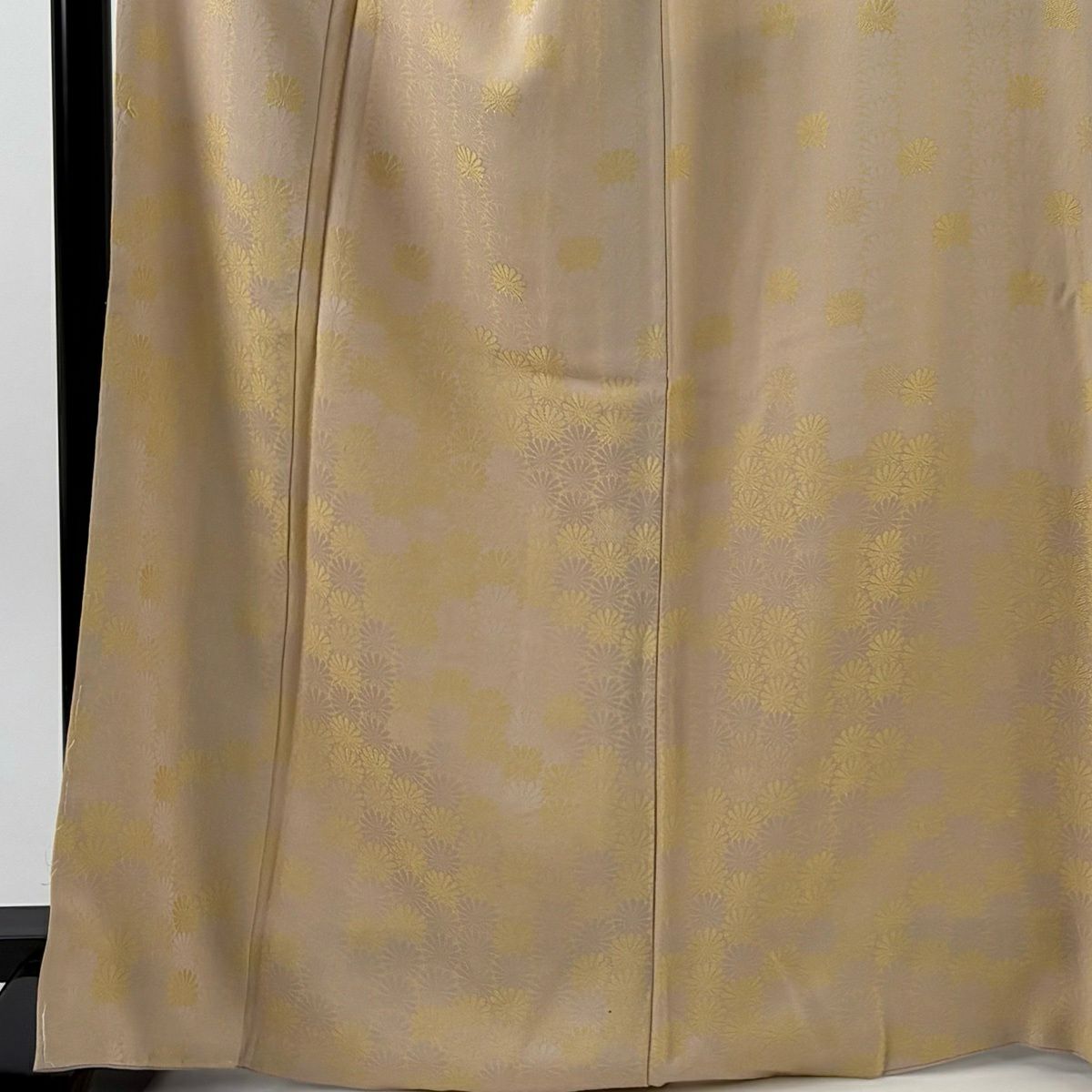 訪問服 身長166cm 袖長66.5cm M 雙層 ますいわ屋 菊花花紋 薄橙色 純蠶絲 名品級 一個紋