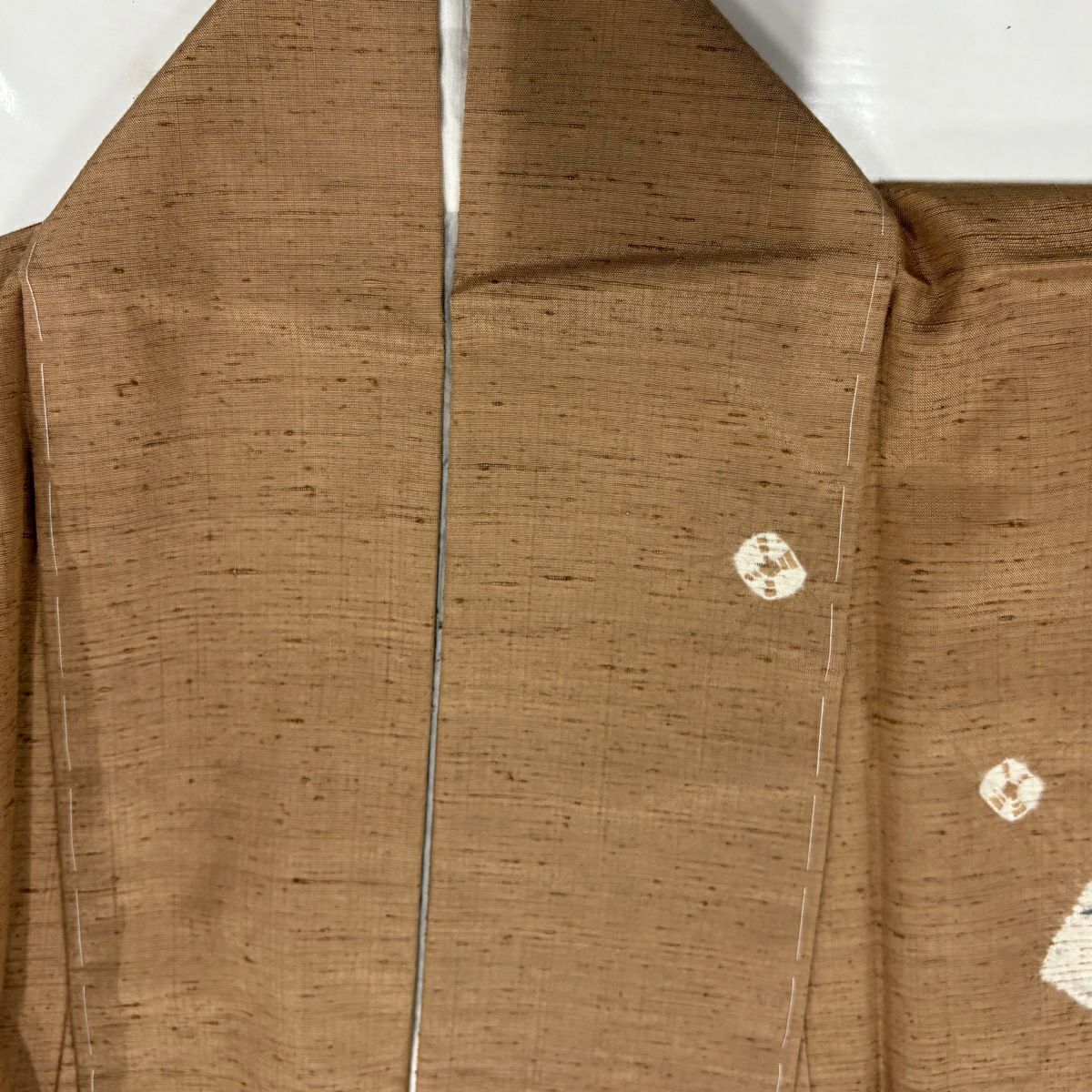 【美品】 付下 身長160.5cm 袖長63.5cm S 雙層 紬織織 落款あり 瓢箪 野菜 山吹茶 純蠶絲 名品級