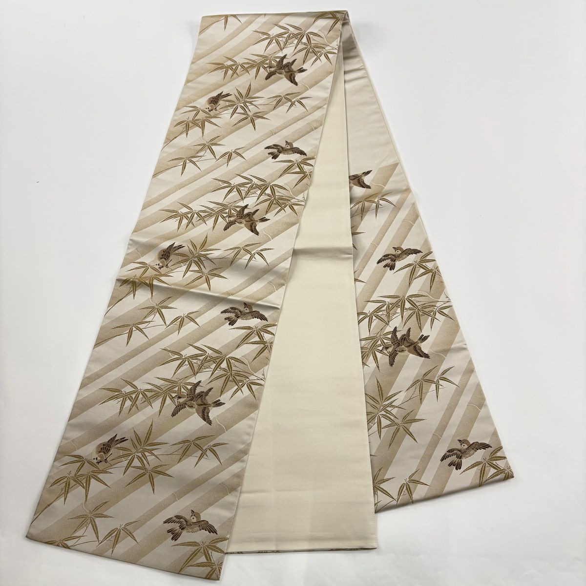 【美品】 小紋 身長162cm 袖長66.5cm M 雙層 袋帶套裝 證書齊全 墨流 灰綠 純蠶絲 名品級