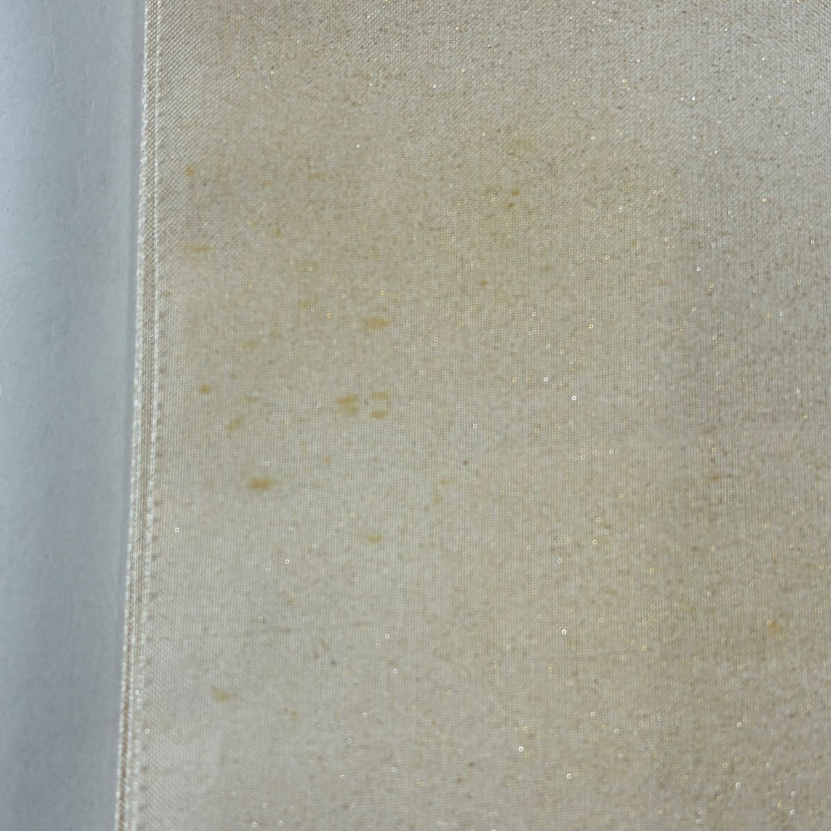 袋帶 秀品級 花唐草紋 刺繡 金彩裝飾 米色 お太鼓圖案 純蠶絲