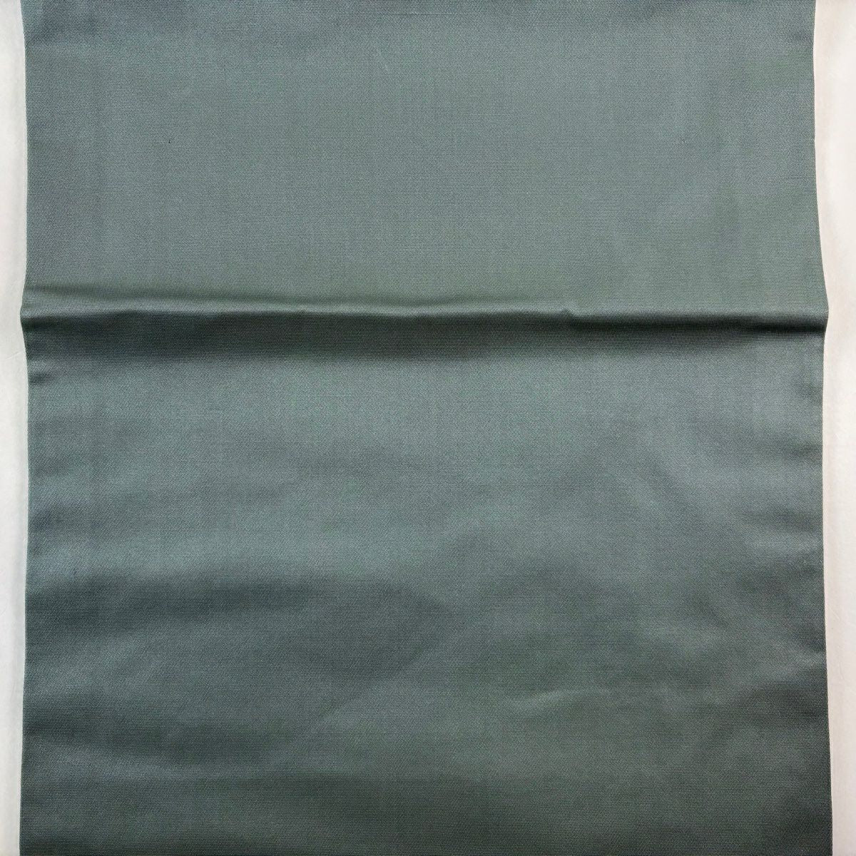 【美品】名古屋帶 秀品級 熨斗紋 草花紋紋 金彩裝飾 螺鈿 灰綠 純蠶絲