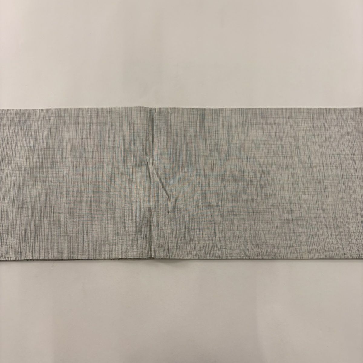 【美品】 袋帶 秀品級 草花紋紋 菱形 灰色 六通 純蠶絲