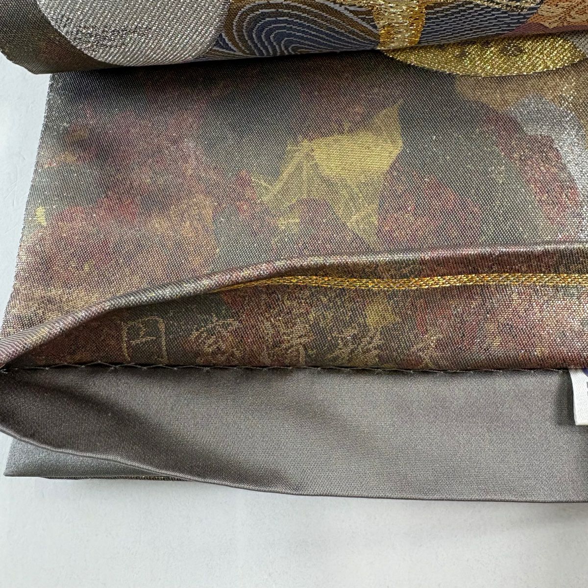 【美品】 袋帶 秀品級 圓窗清雅紋 金絲 金金箔 金 六通 純蠶絲