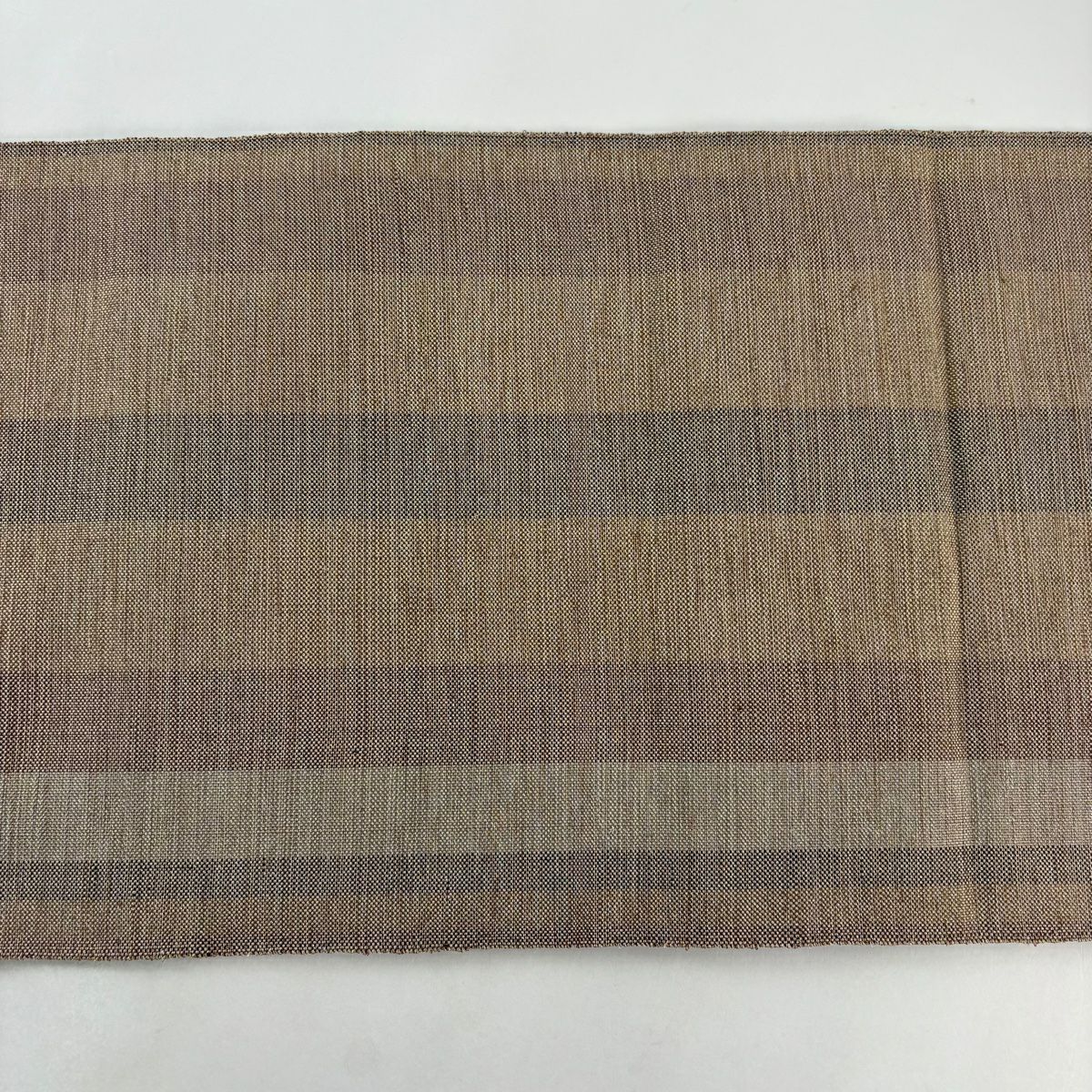 【美品】 開口名古屋帶 優品級 八寸名古屋帶 條紋 金絲 淺茶 純蠶絲
