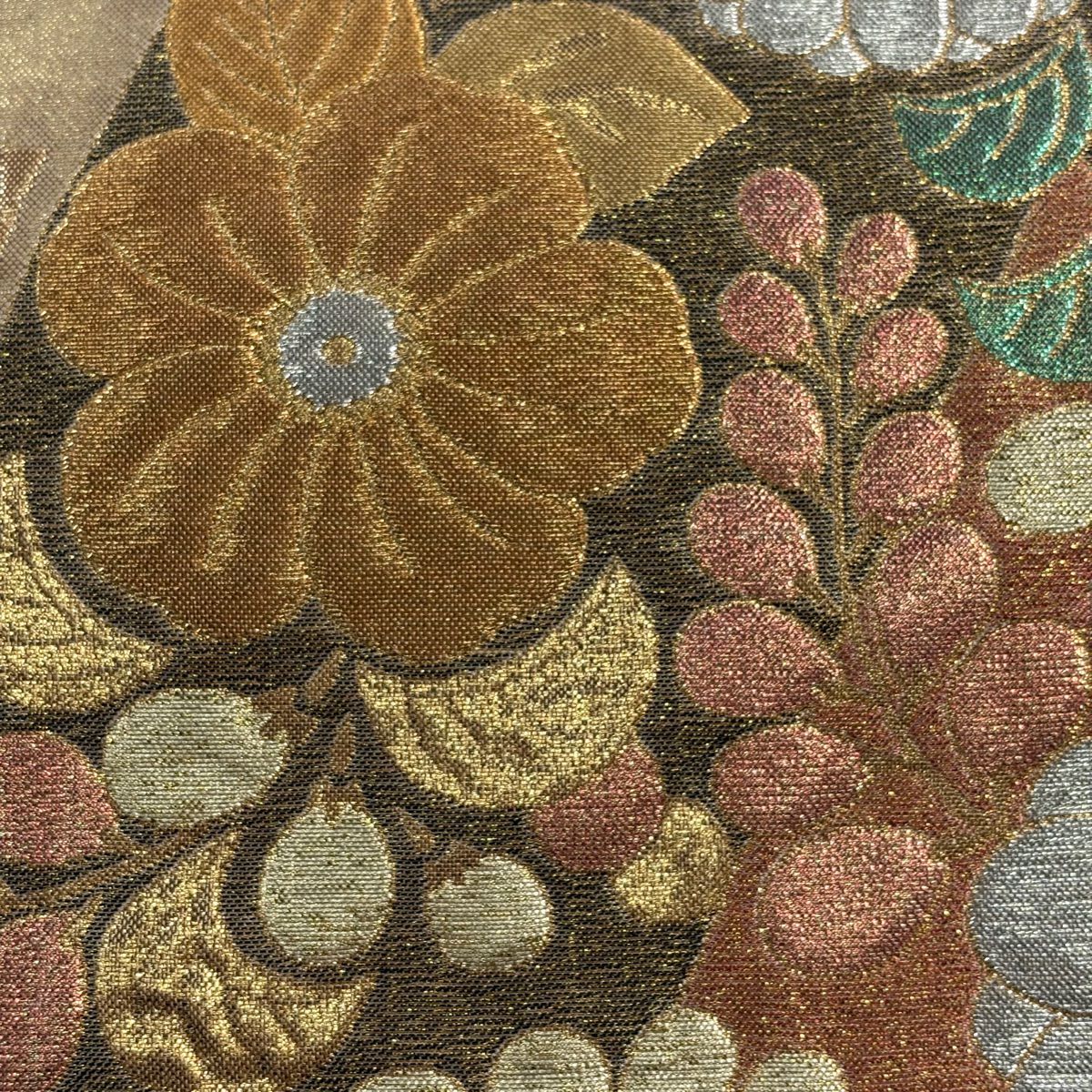 袋帶 秀品級 振袖禮服禮服用 辻花染圖案 松樹皮菱 金金箔 金銀線 金色 六通 純蠶絲