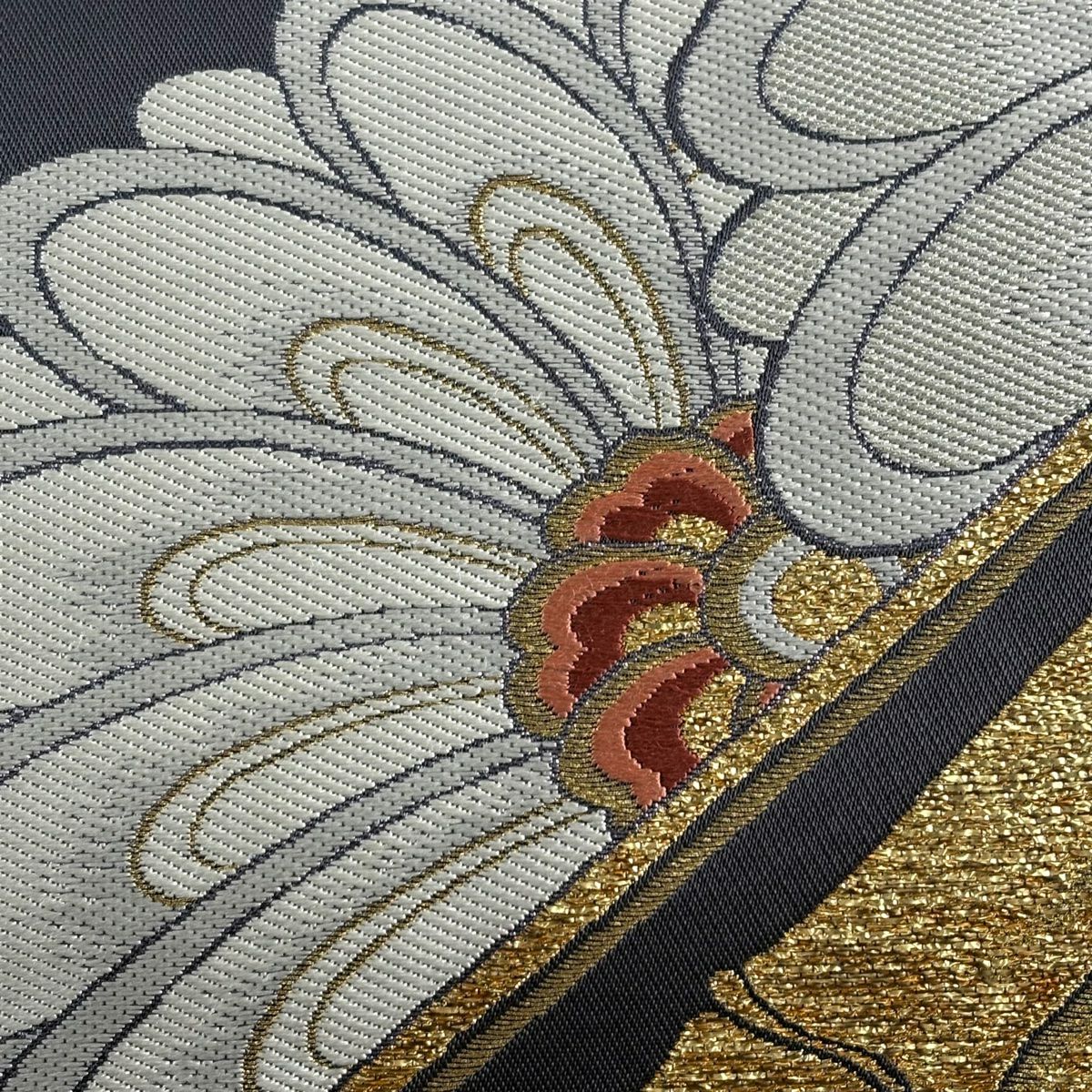 袋帶 秀品級 菊花 竹子 金絲 金金箔 青紫 六通 純蠶絲
