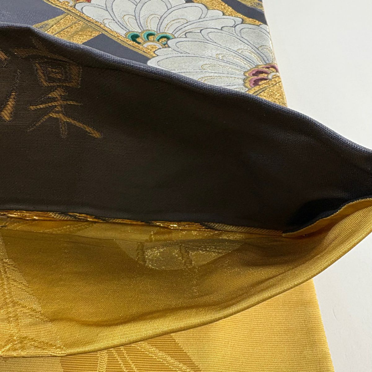 袋帶 秀品級 菊花 竹子 金絲 金金箔 青紫 六通 純蠶絲