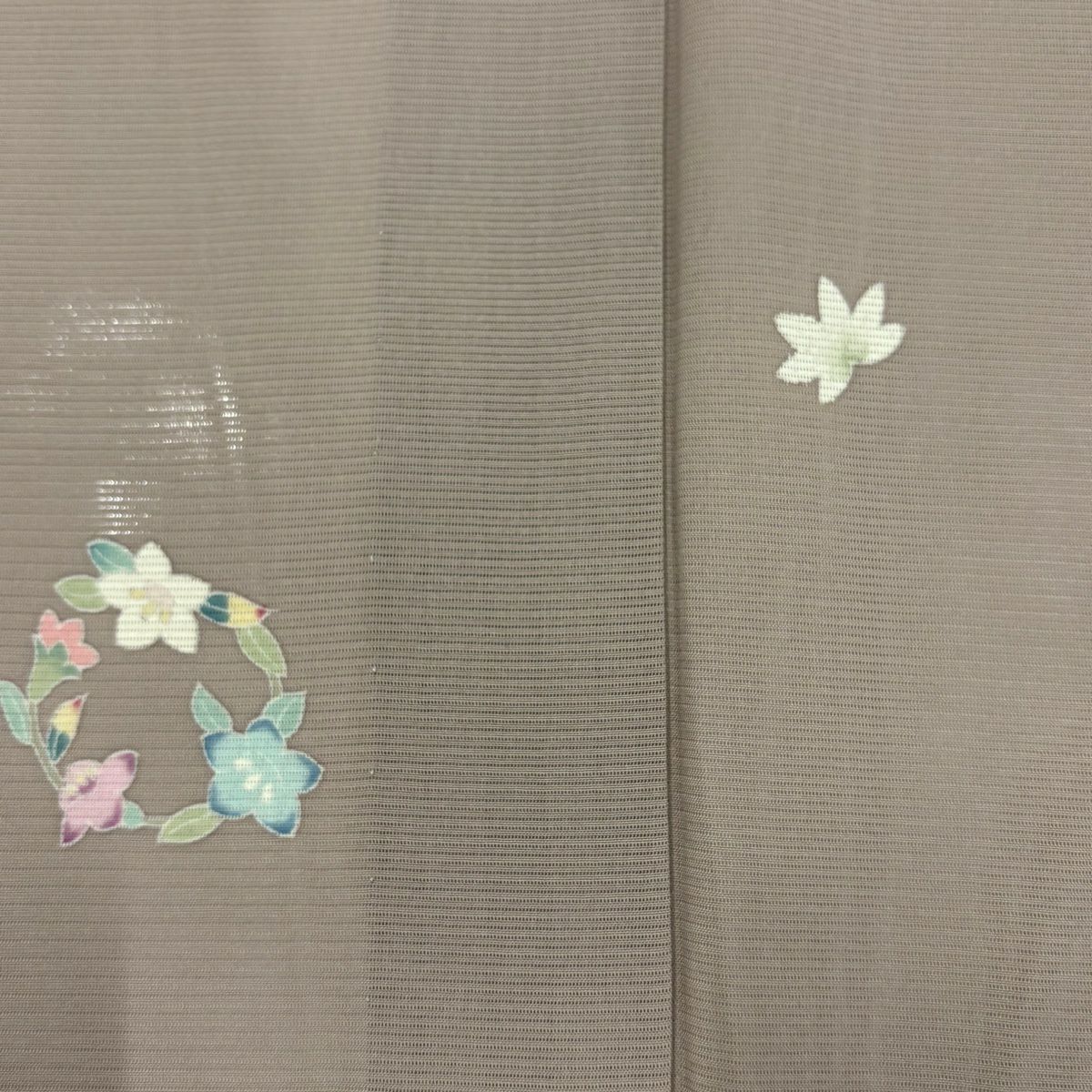 小紋 身長153cm 袖長63cm S 薄層 絽 花丸紋 草花紋紋 薄小豆 純蠶絲 優品級