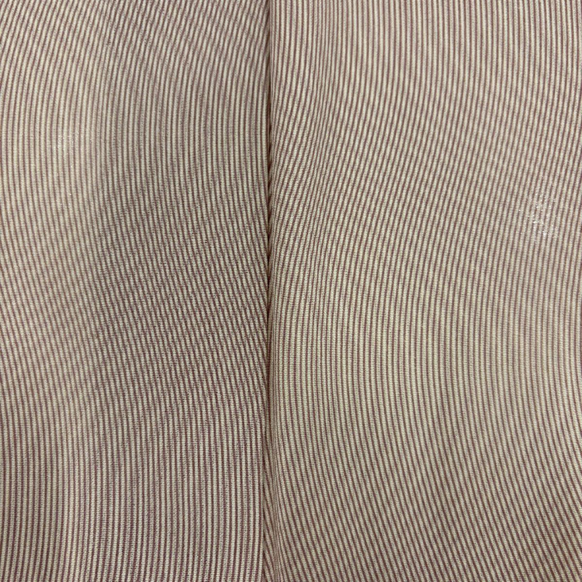 【美品】 小紋 身長154cm 袖長61.5cm S 薄物 伊予縞 薄小豆 純蠶絲 秀品級 一つ紋