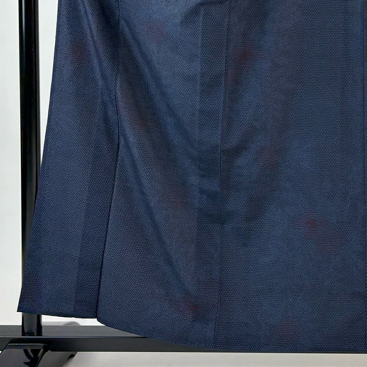 【美品】 紬織 身長159cm 袖長62cm S 單層 草花紋紋 龜甲絣 深藍 純蠶絲 秀品級