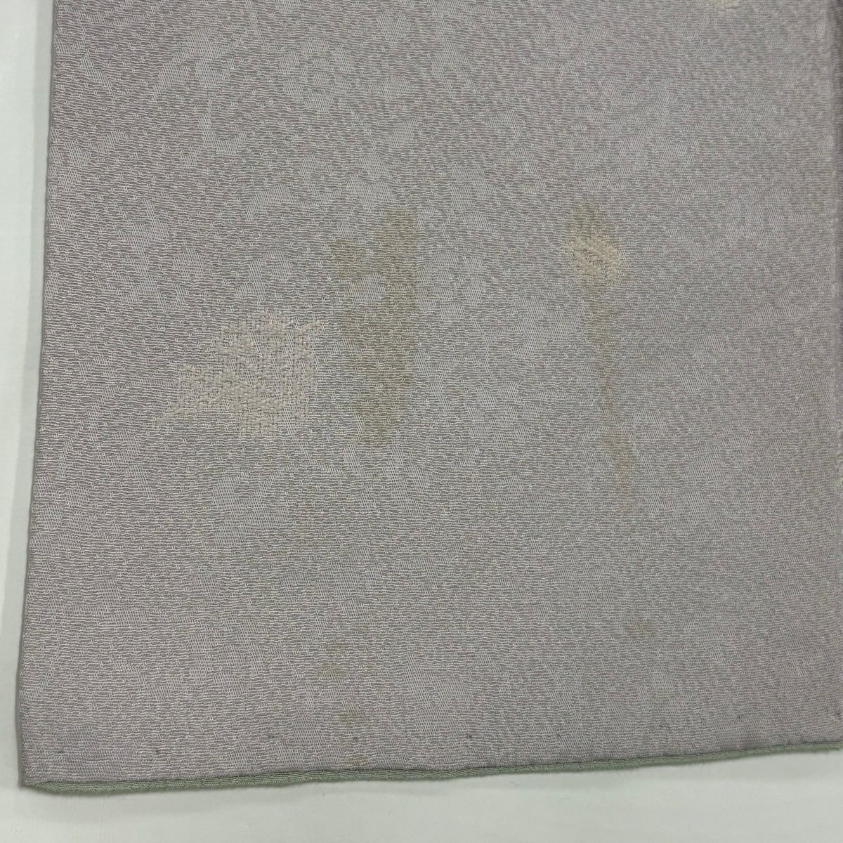 訪問服 身長161cm 袖長64cm M 雙層 草花紋紋 霞 刺繡 金彩裝飾 灰綠 純蠶絲 秀品級
