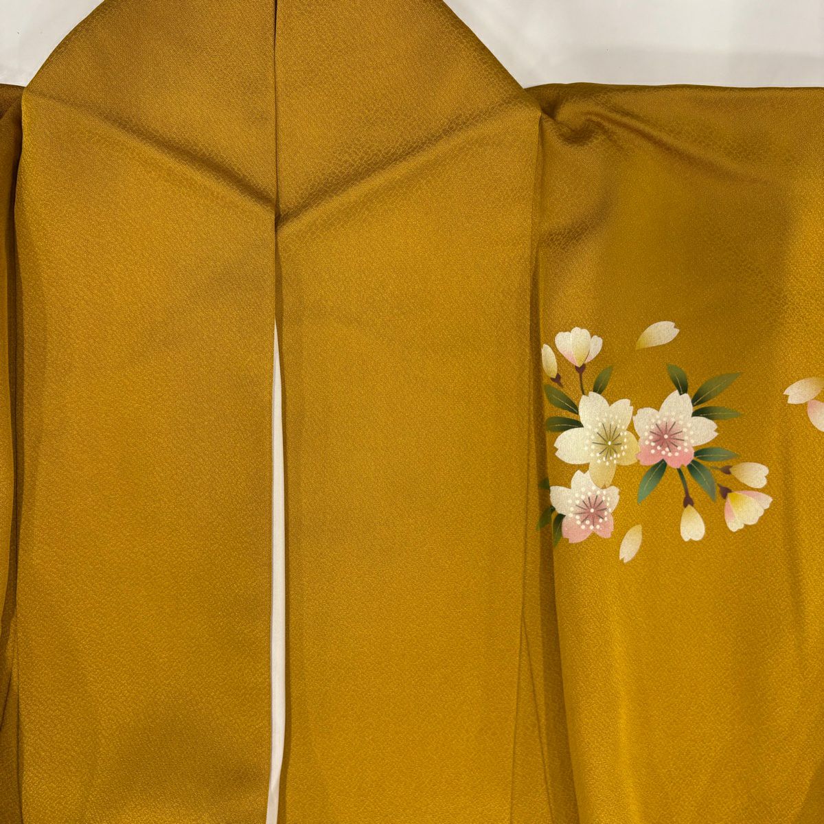 【美品】振袖禮服 身長169cm 袖長68cm L 雙層櫻花染分 ぼかし山吹 純蠶絲 秀品級
