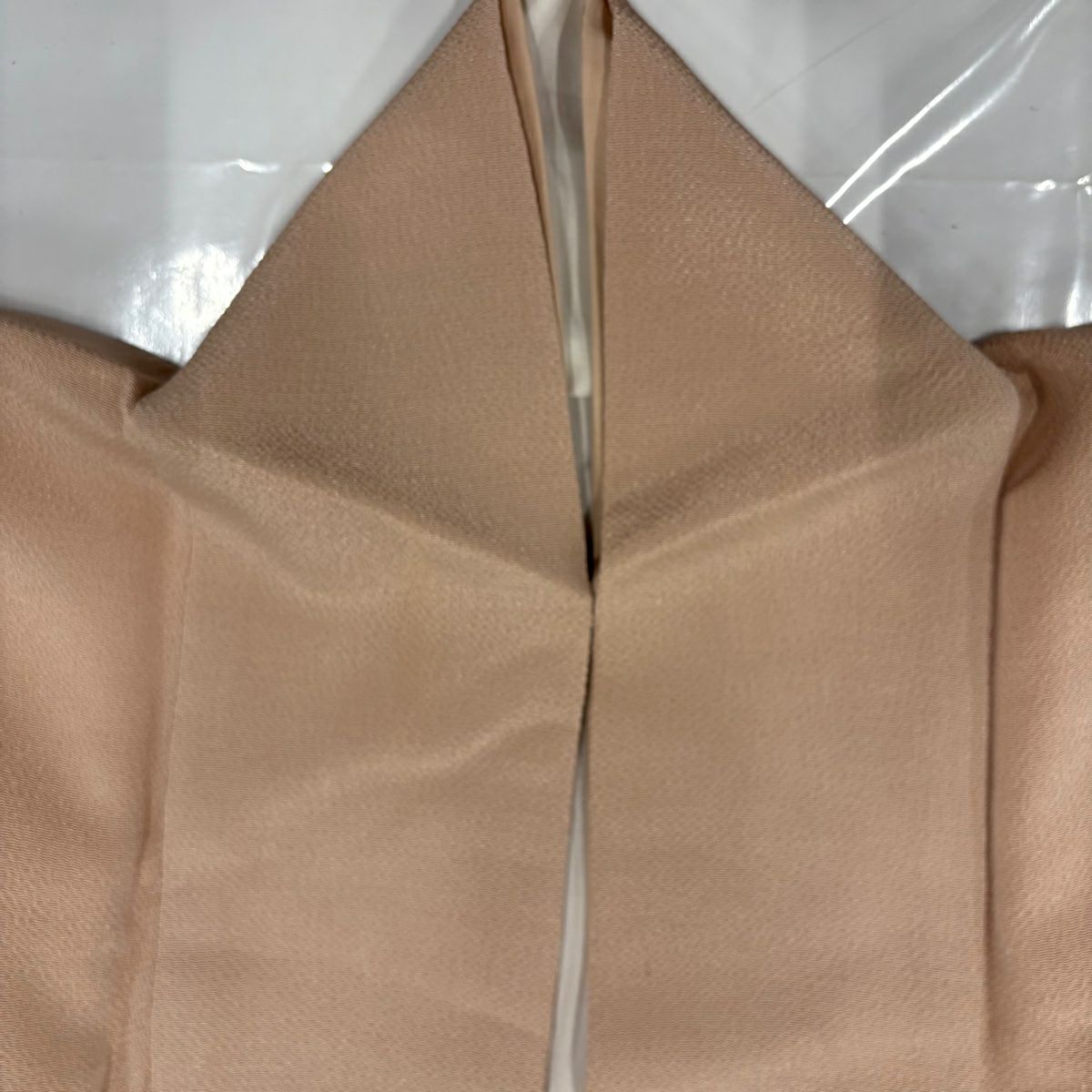 色留袖禮服 身長161.5cm 袖長63cm S 雙層 內襯棉仕立 辻花染 絞染 粉米色 純蠶絲 秀品級 三つ紋