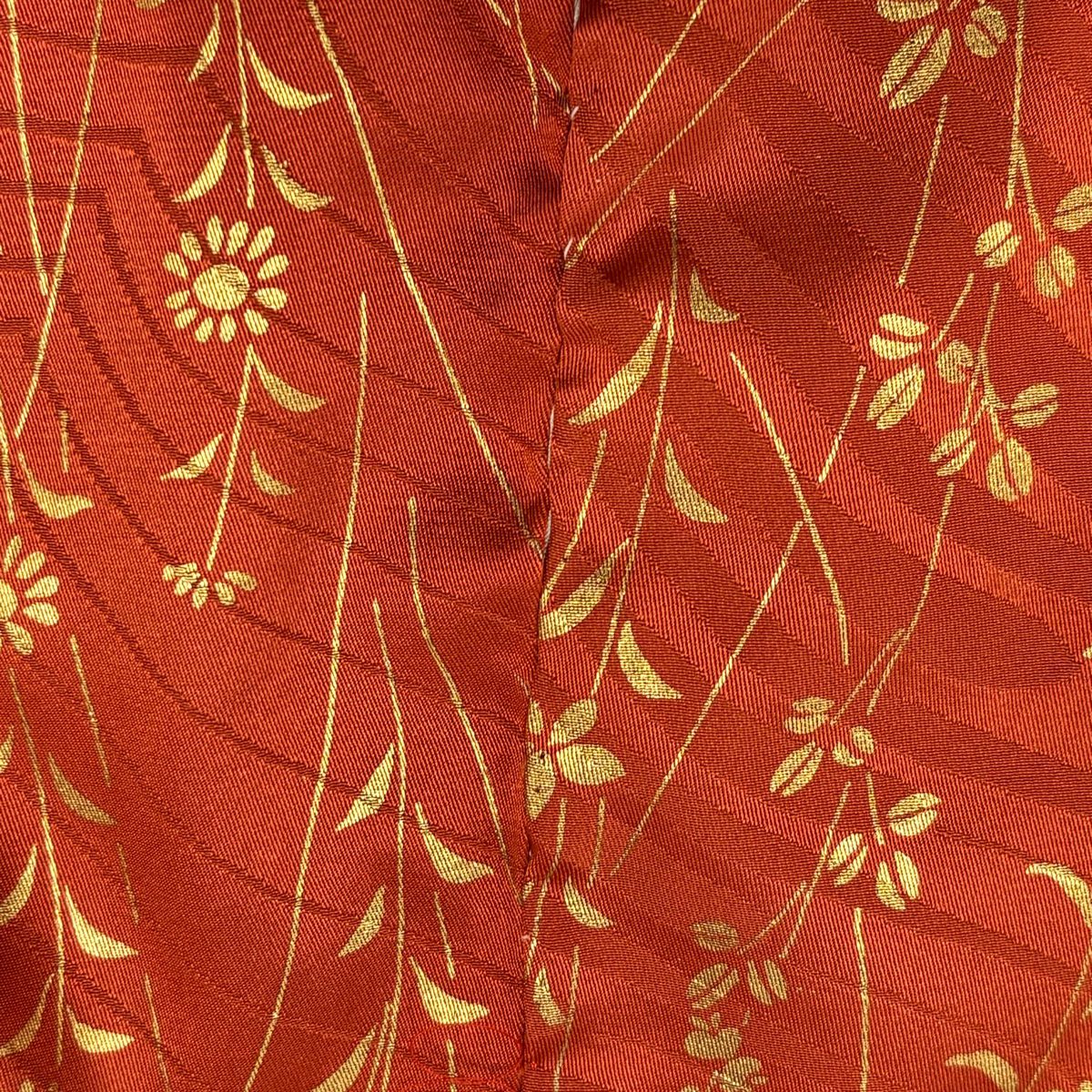 振袖禮服 身長160.5cm 袖長65.5cm M 雙層 花扇子 梅花 金銀彩 漸層 紅茶 純蠶絲 優品級