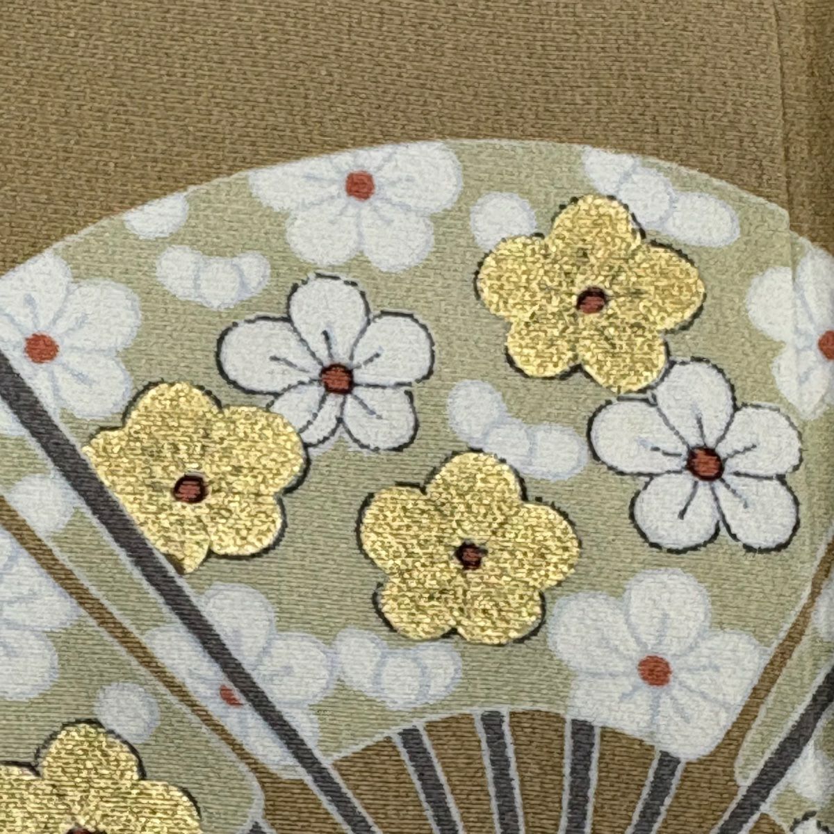 紅留袖禮服 身長152cm 袖長64.5cm M 雙層 扇子子 松樹竹子梅花 金絲 金銀彩 米色 純蠶絲 優品級