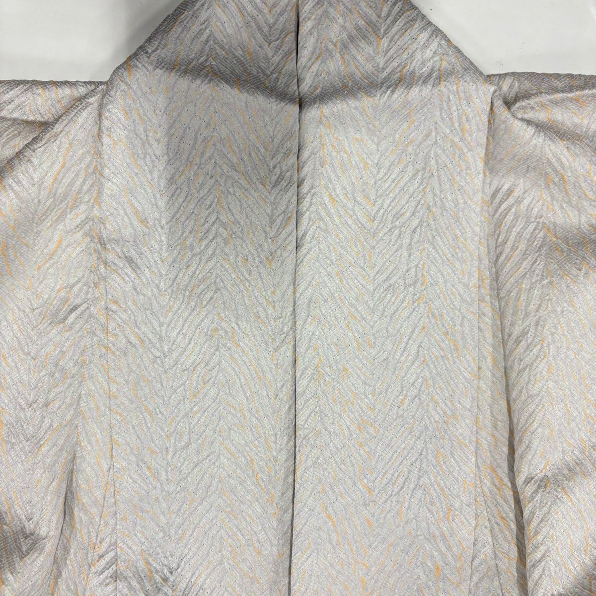 【美品】 付下 身長160cm 袖長62.5cm S 雙層 草花紋紋 竹子 絞染 灰色 純蠶絲 秀品級