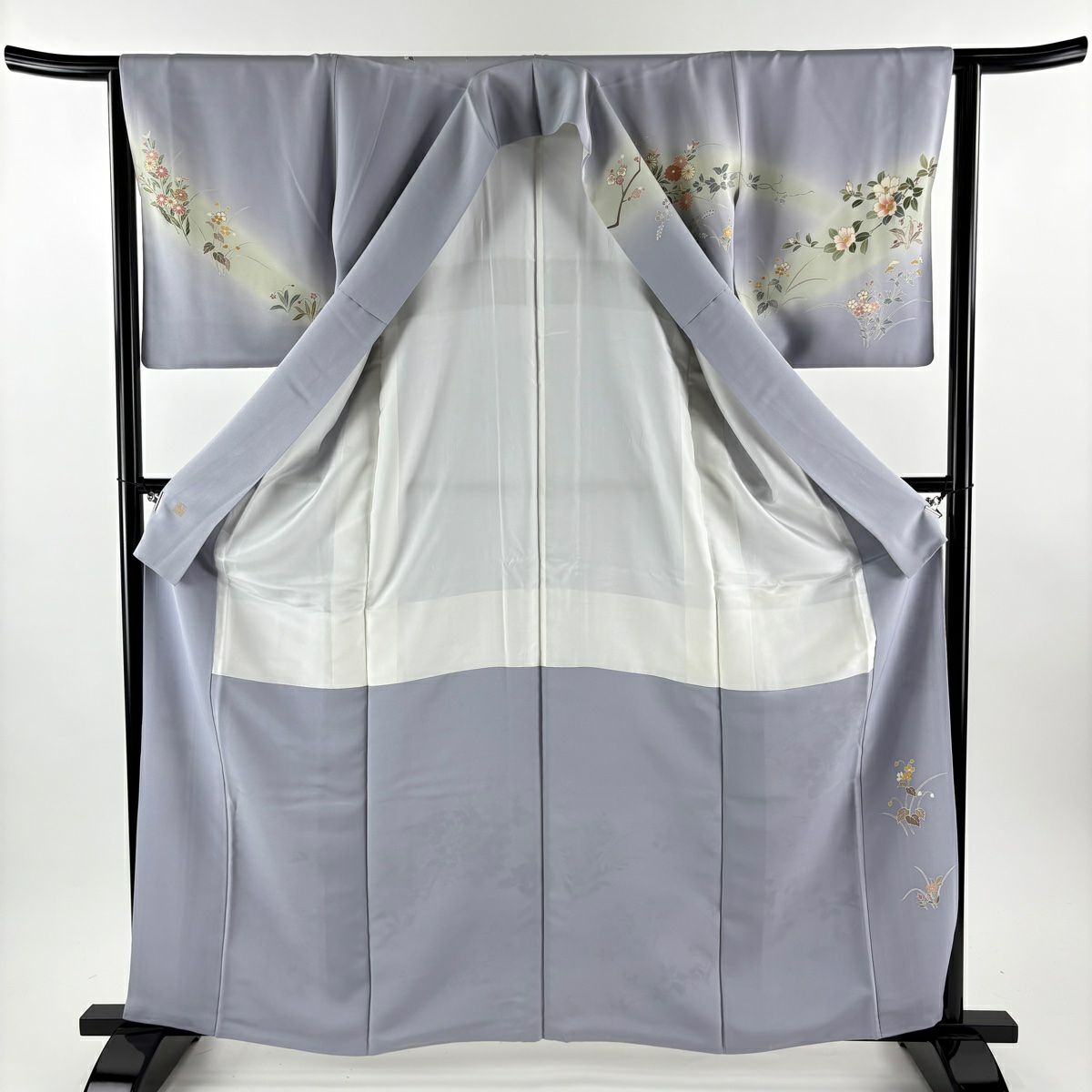 訪問服 身長163cm 袖長63.5cm S 雙層 千總 落款 牡丹 椿 金銀彩 金金箔 淺紫 純蠶絲 逸品級