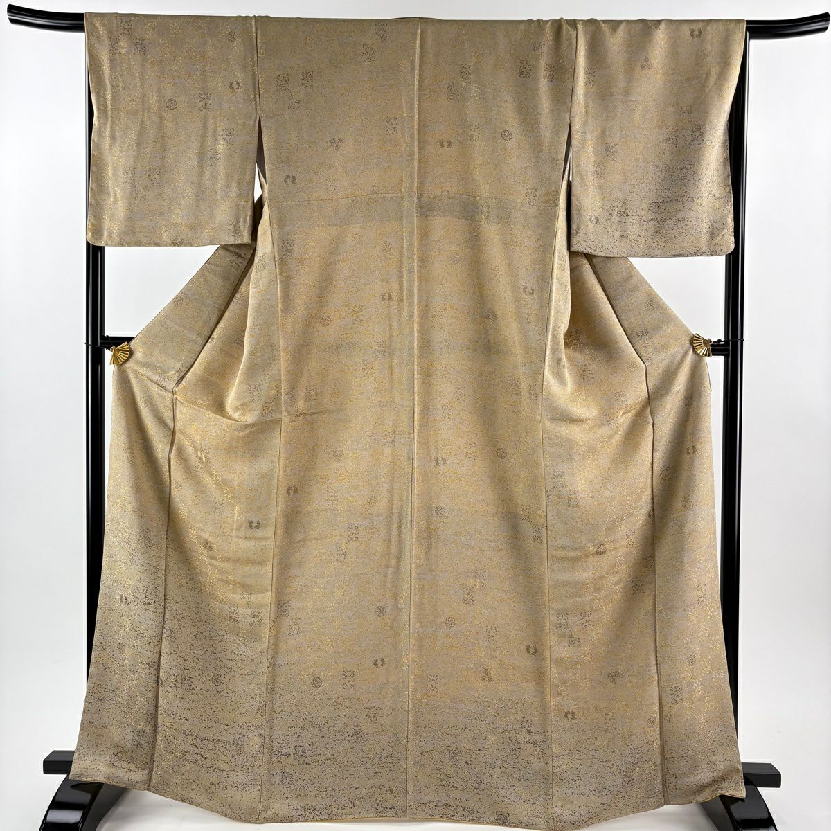 【美品】 付下 身長167cm 袖長67.5cm L 雙層 兔子 小槌 薄茶 純蠶絲 逸品級