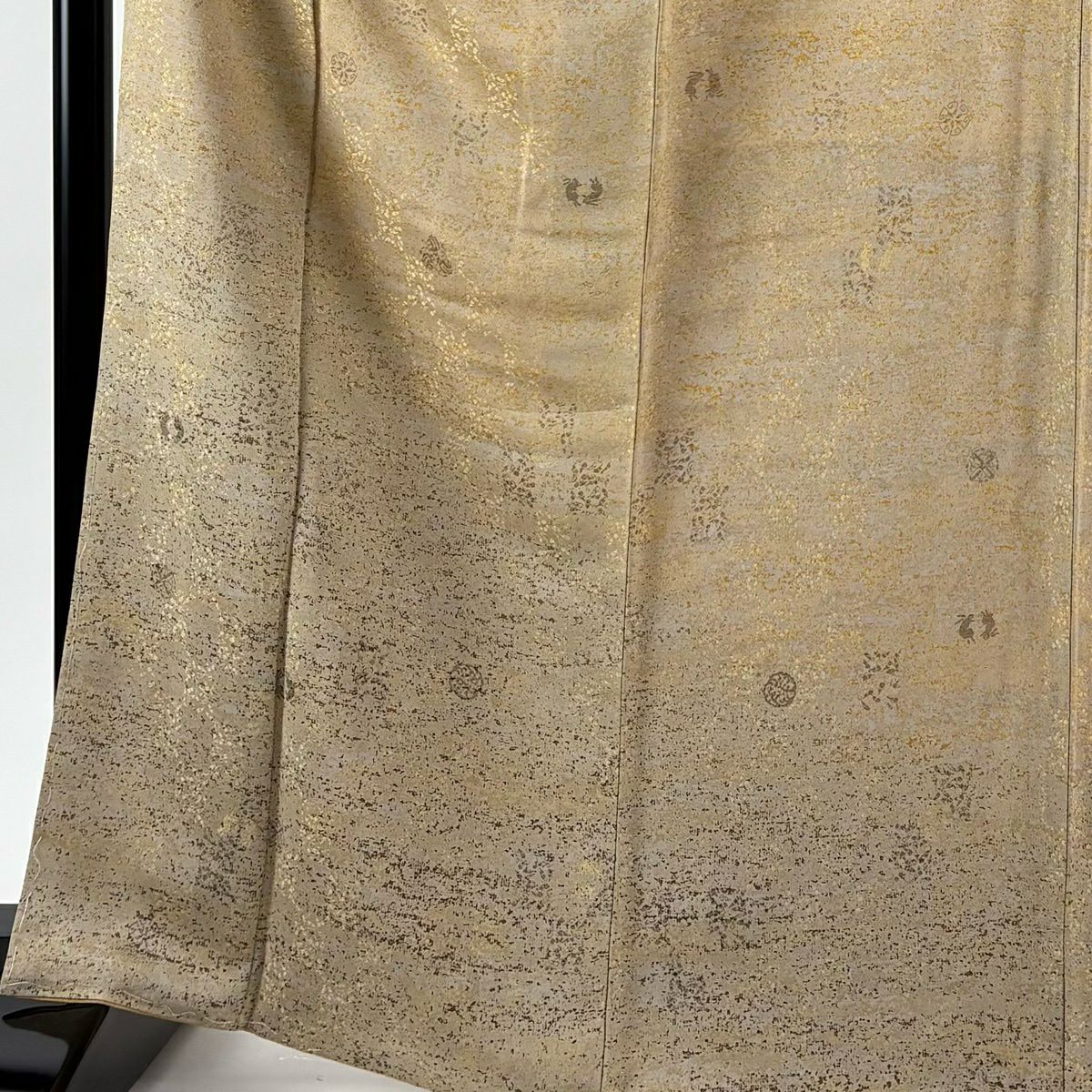 【美品】 付下 身長167cm 袖長67.5cm L 雙層 兔子 小槌 薄茶 純蠶絲 逸品級