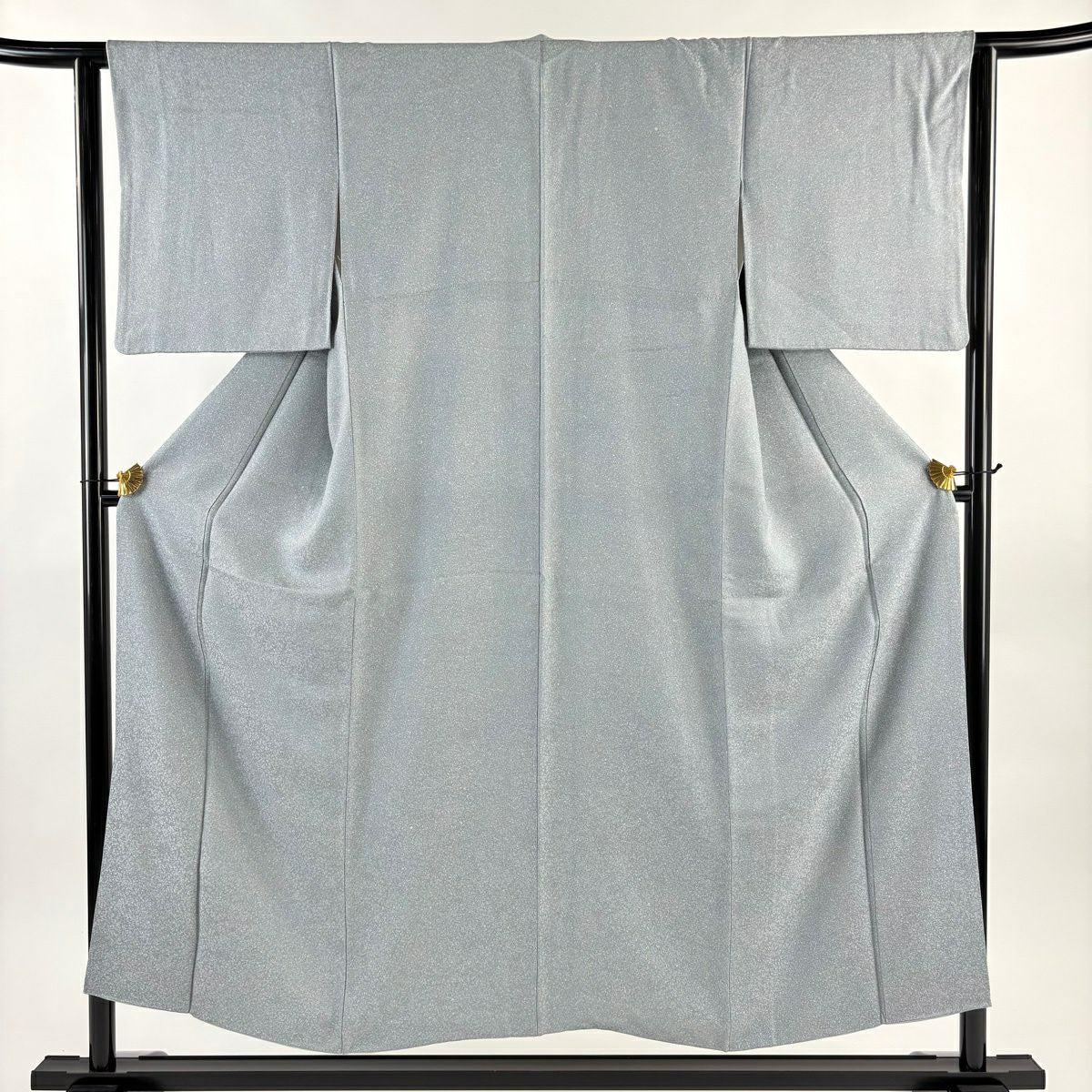 【美品】 小紋 身長152cm 袖長63cm S 雙層 幾何學圖案 漸層 青灰色 純蠶絲 名品級 一つ紋