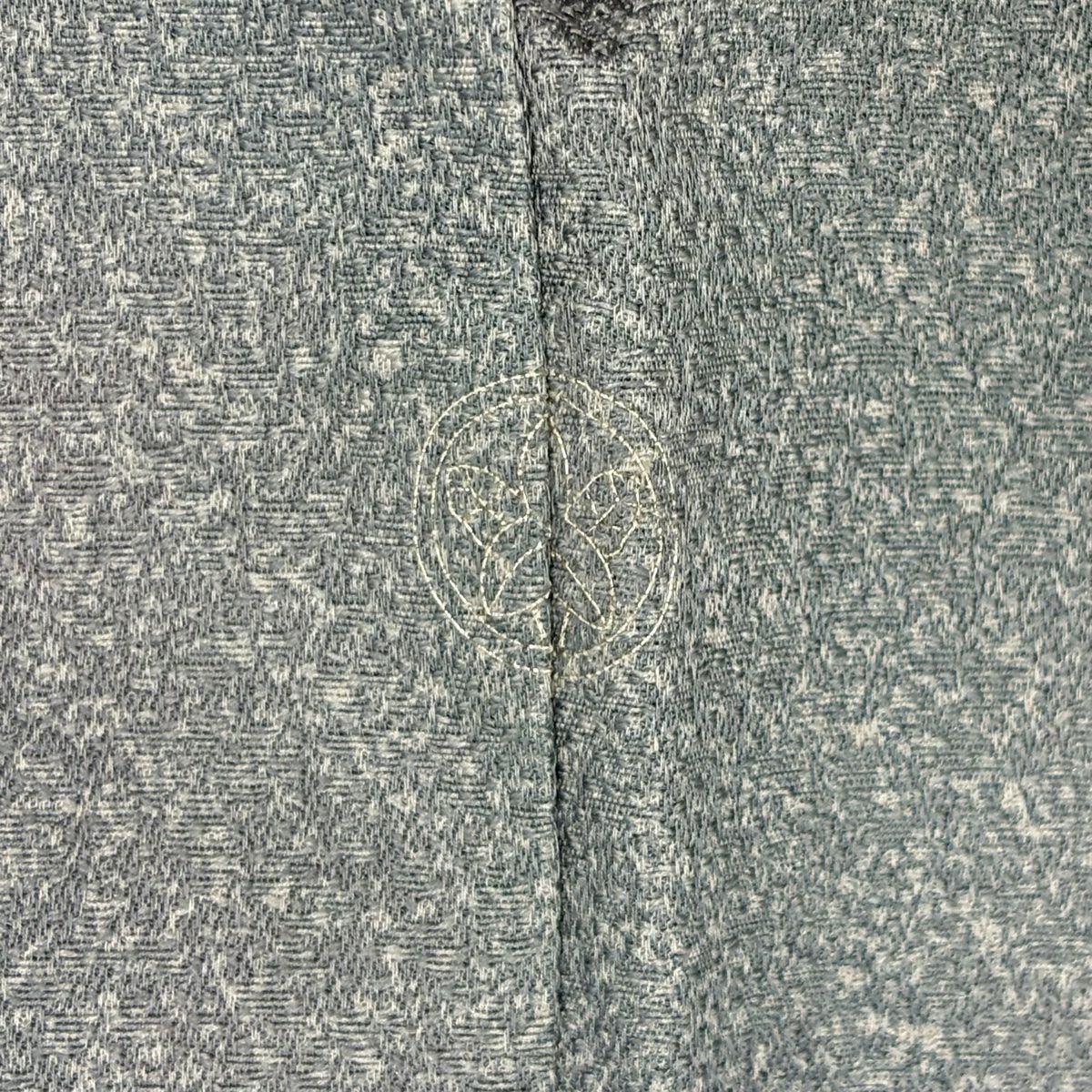 【美品】 小紋 身長152cm 袖長63cm S 雙層 幾何學圖案 漸層 青灰色 純蠶絲 名品級 一つ紋