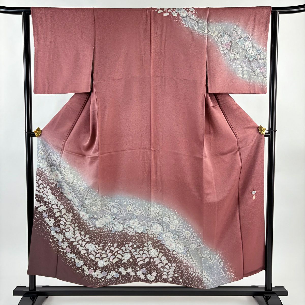 【美品】訪問服 身長152cm 袖長62cm S 雙層 落款あり 辻花染 漸層 紫 純蠶絲 名品級
