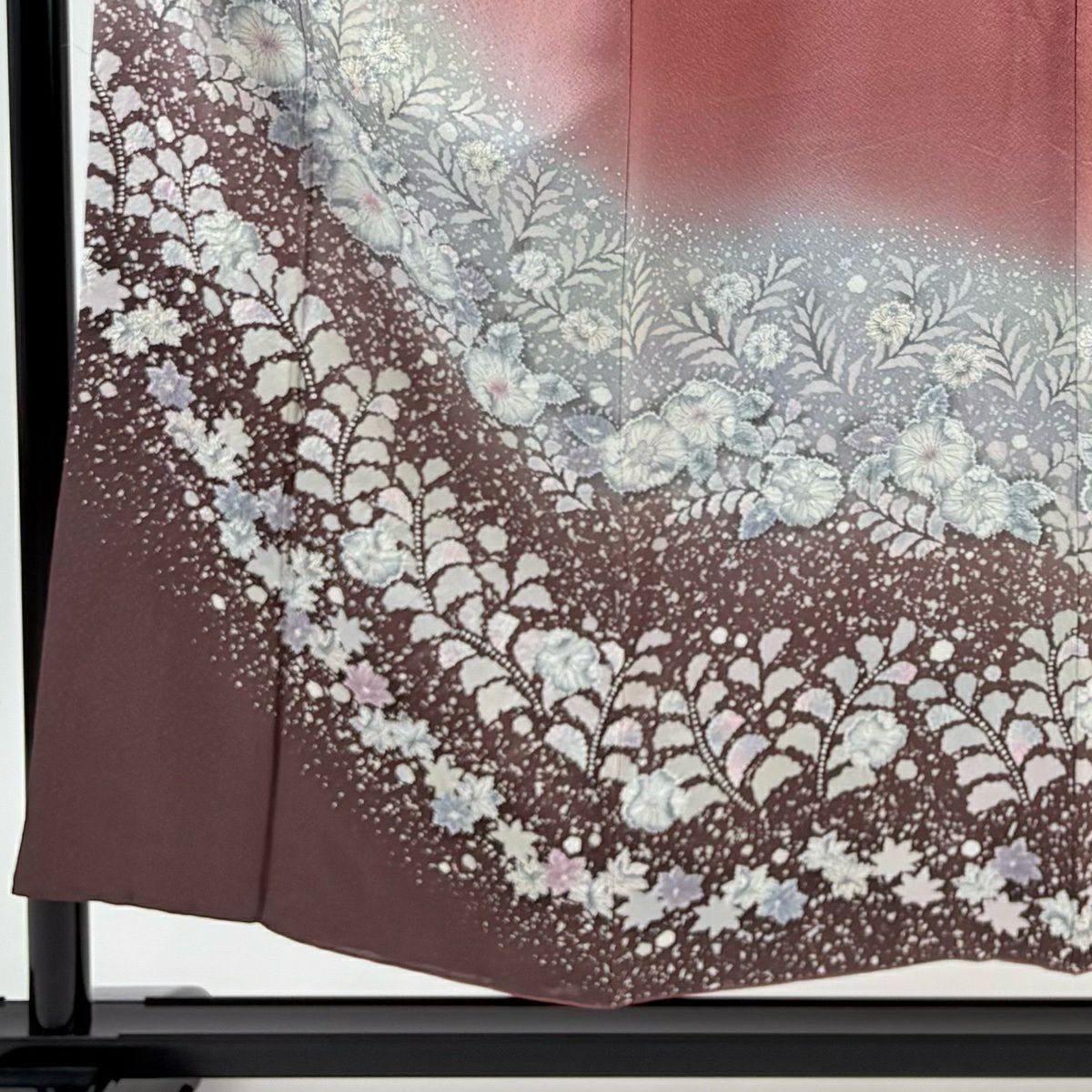 【美品】訪問服 身長152cm 袖長62cm S 雙層 落款あり 辻花染 漸層 紫 純蠶絲 名品級