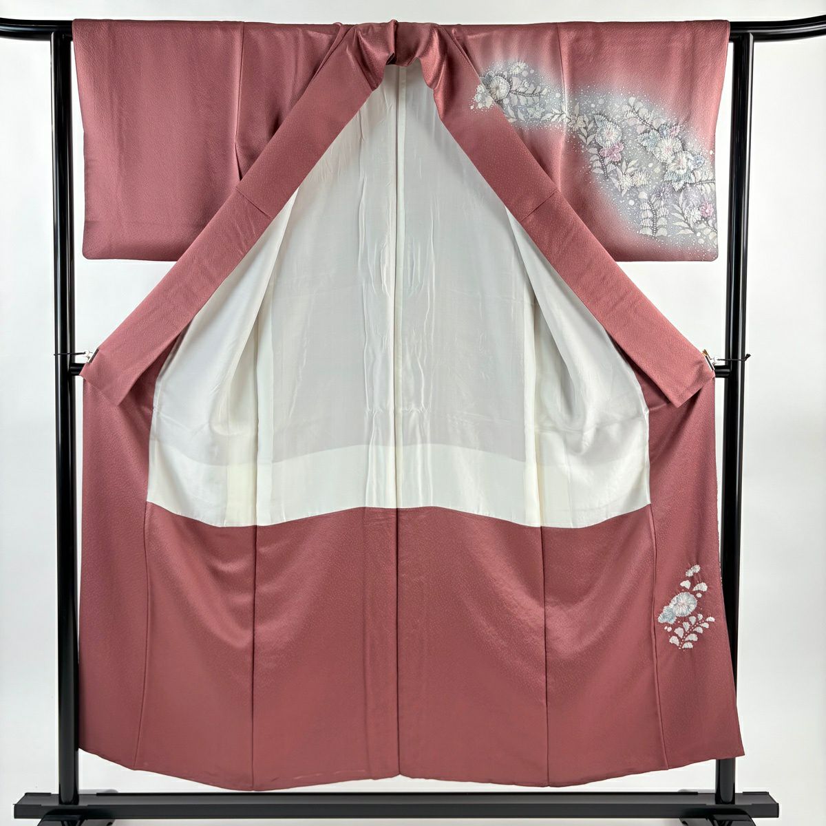 【美品】訪問服 身長152cm 袖長62cm S 雙層 落款あり 辻花染 漸層 紫 純蠶絲 名品級