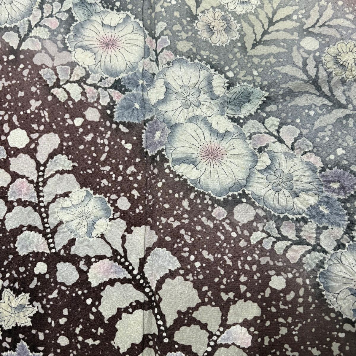 【美品】訪問服 身長152cm 袖長62cm S 雙層 落款あり 辻花染 漸層 紫 純蠶絲 名品級