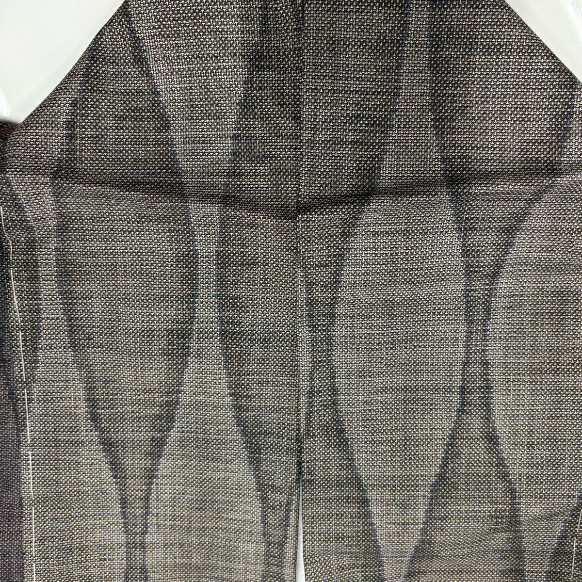 【美品】 紬織 身長152cm 袖長63cm S 雙層 草花紋紋 立涌 灰茶 純蠶絲 秀品級